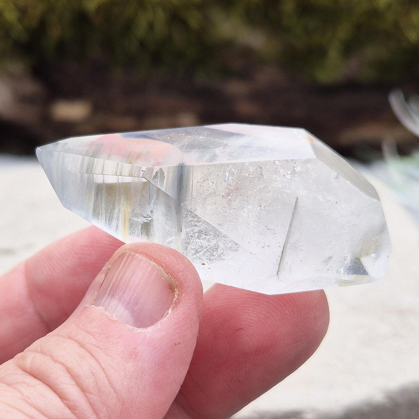 Rare Blue Tara Crystal Palm Stone with Blue Tourmaline in Quartz. Ideal for energy work, personal growth, or as a collector’s crystal. 