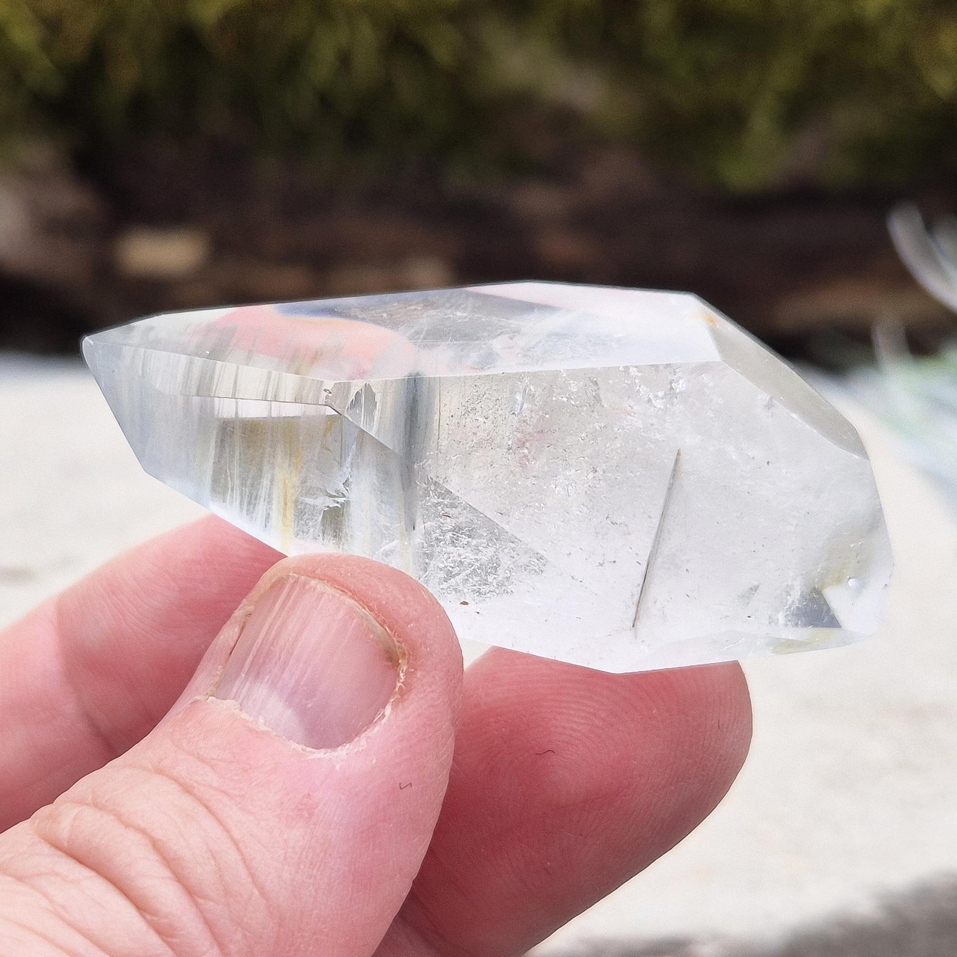 Rare Blue Tara Crystal Palm Stone with Blue Tourmaline in Quartz. Ideal for energy work, personal growth, or as a collector’s crystal. 