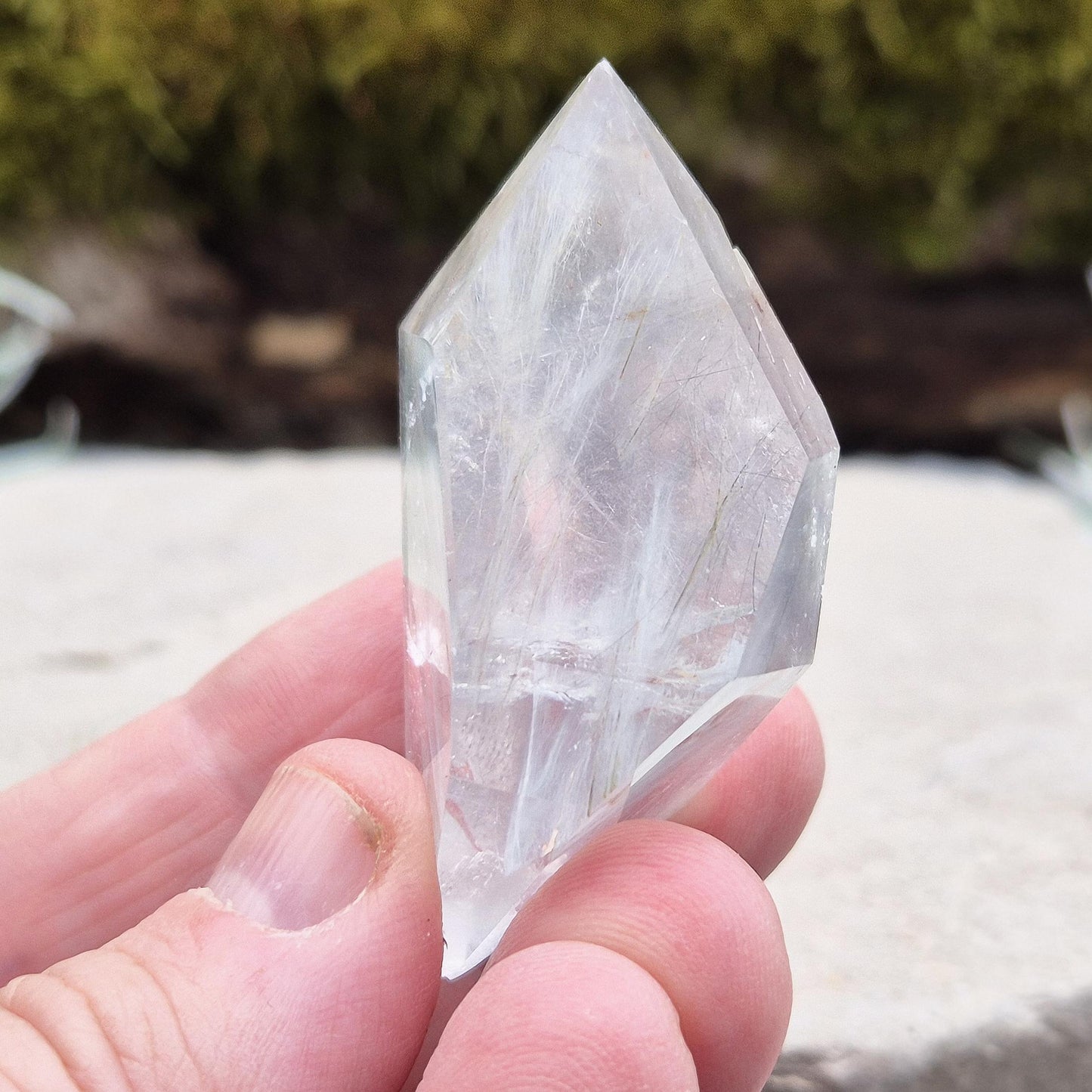 Polished Indicolite Quartz Crystal – a unique blend of Quartz and Blue Tourmaline for focus, clarity, and mindful energy practices.