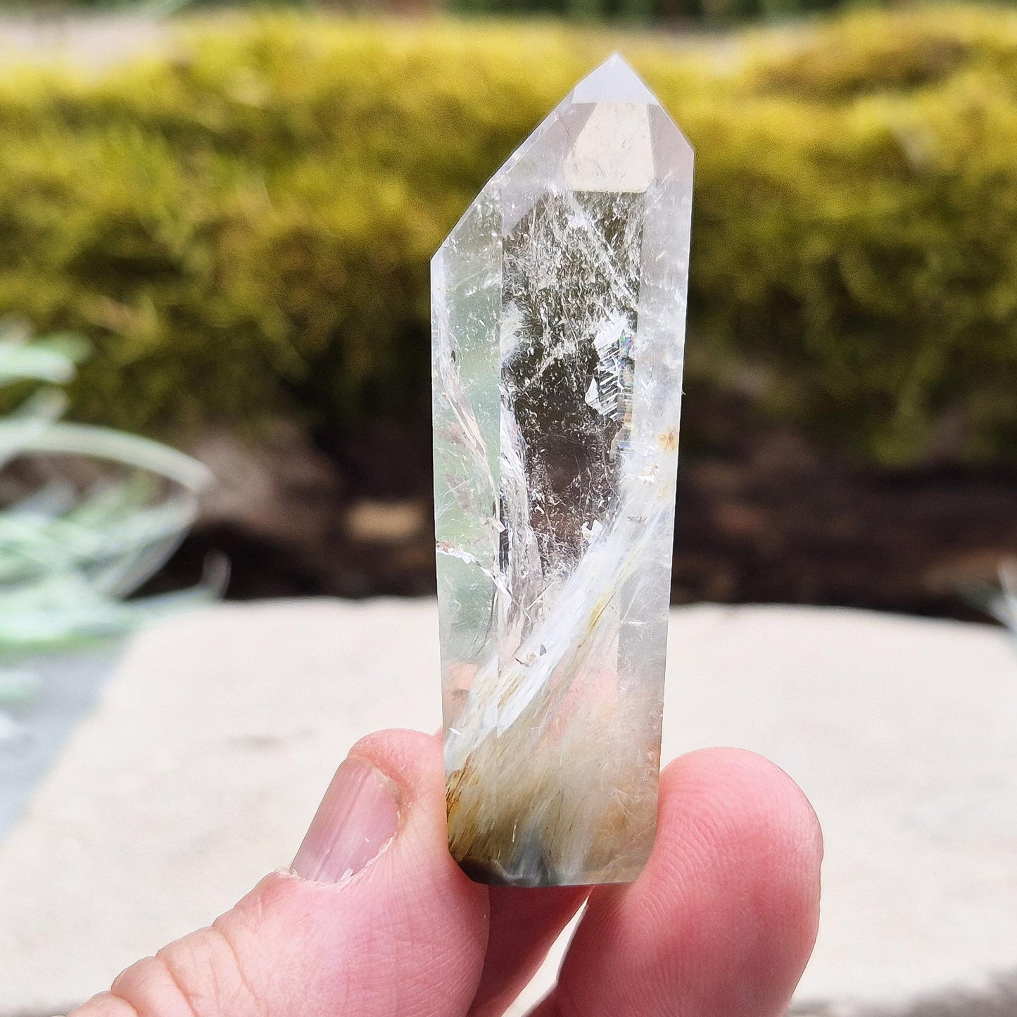 Blue Tara Palm Stone – rare Indicolite Quartz with natural blue inclusions. Perfect for collectors, meditation, and calming spaces. 