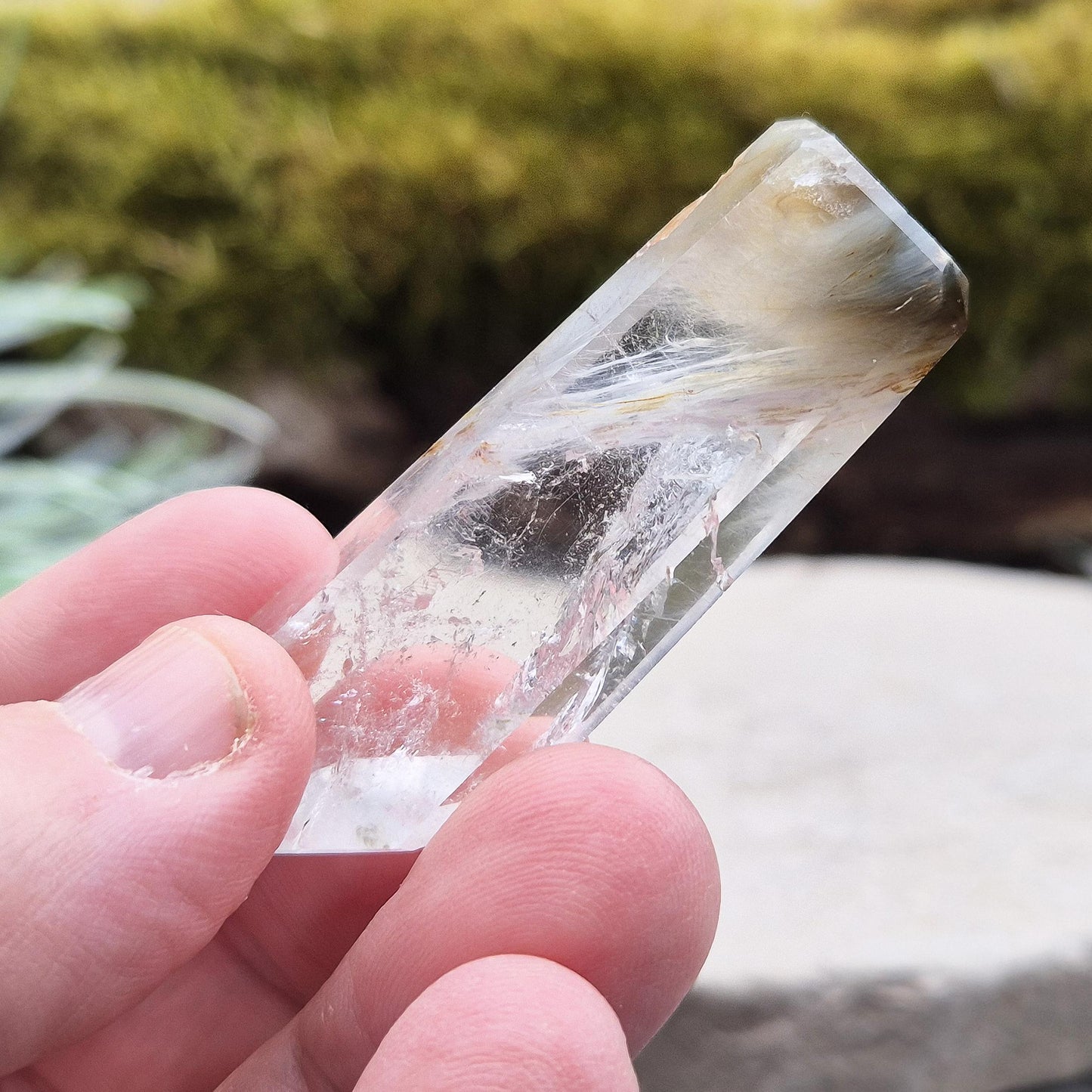 Blue Tara Palm Stone – rare Indicolite Quartz with natural blue inclusions. Perfect for collectors, meditation, and calming spaces. 