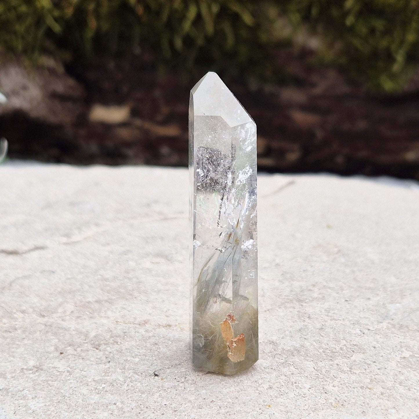 Blue Tara Crystal, Polished Quartz with Blue Tourmaline Inclusions