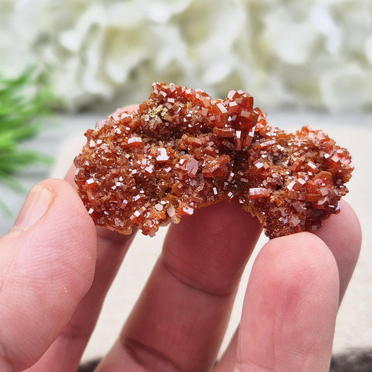 Vanadinite (Vanadite) on Baryte Crystal Cluster | fiery red-orange Vanadinite crystals on a Baryte base