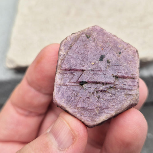 Rare Ruby Record Keeper with natural triangle markings. A deep healing stone for intuition, past life insight, courage, and soul truth. 
