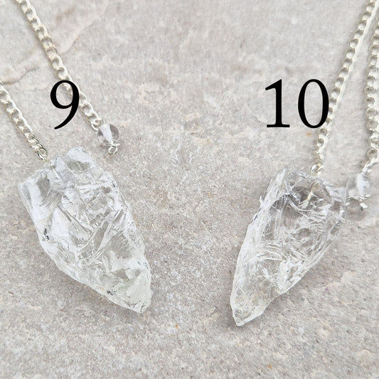 Rock Quartz crystal pendulum for dowsing, energy work, meditation, and connecting with your intuition. A beautiful tool to support focus and awareness.