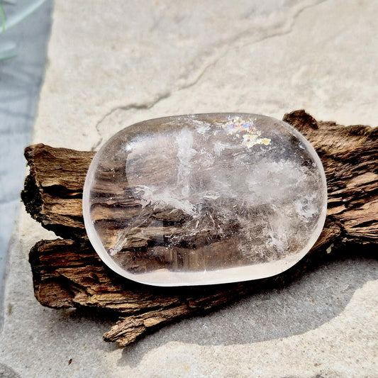 Quartz Palm Stone – Polished Clear Quartz Crystal | Carry With You | Intention-setting and energy alignment