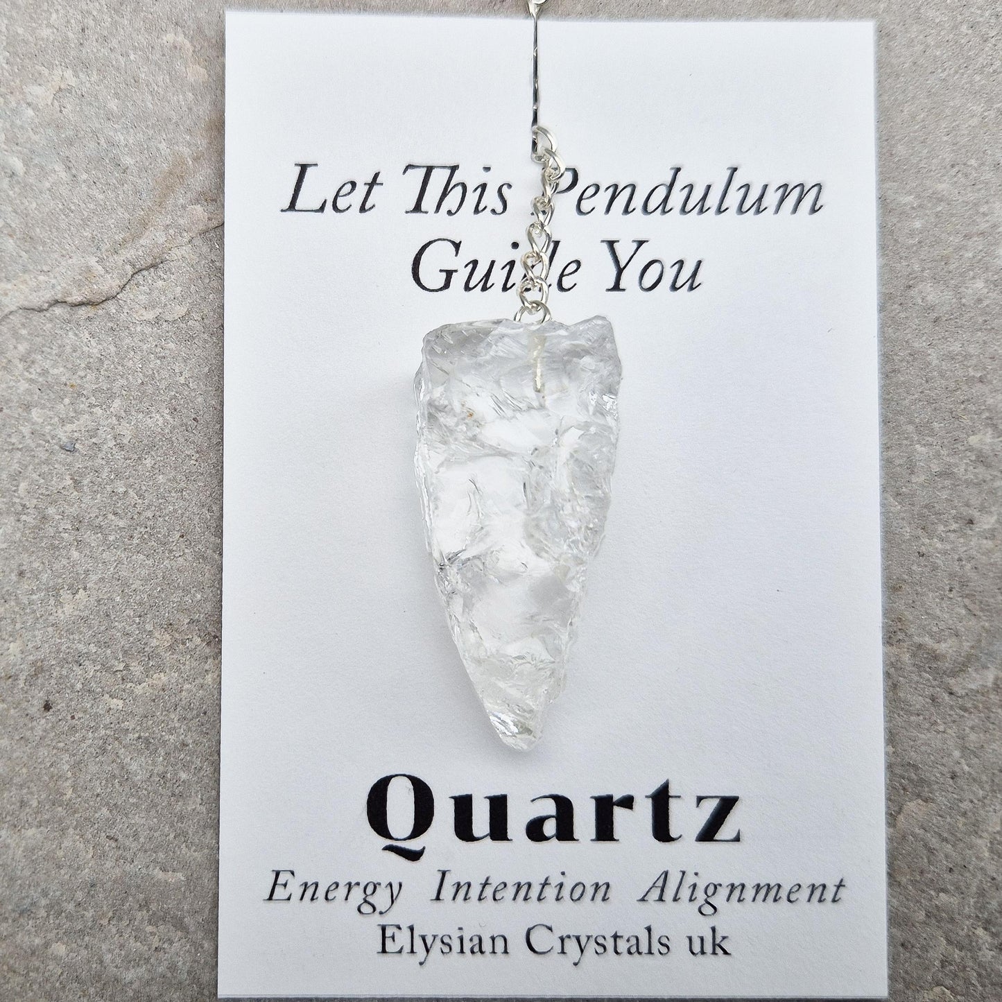 Rock Quartz crystal pendulum for dowsing, energy work, meditation, and connecting with your intuition. A beautiful tool to support focus and awareness.
