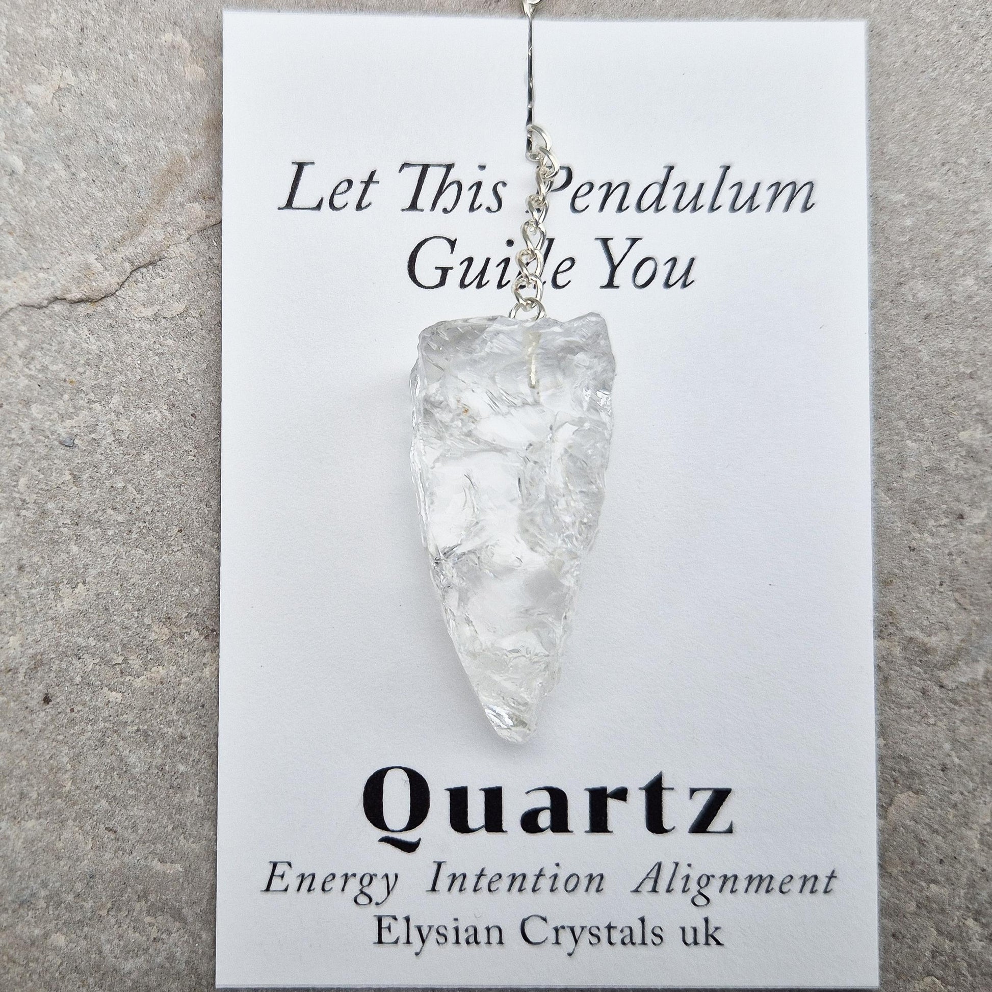 Rock Quartz crystal pendulum for dowsing, energy work, meditation, and connecting with your intuition. A beautiful tool to support focus and awareness.