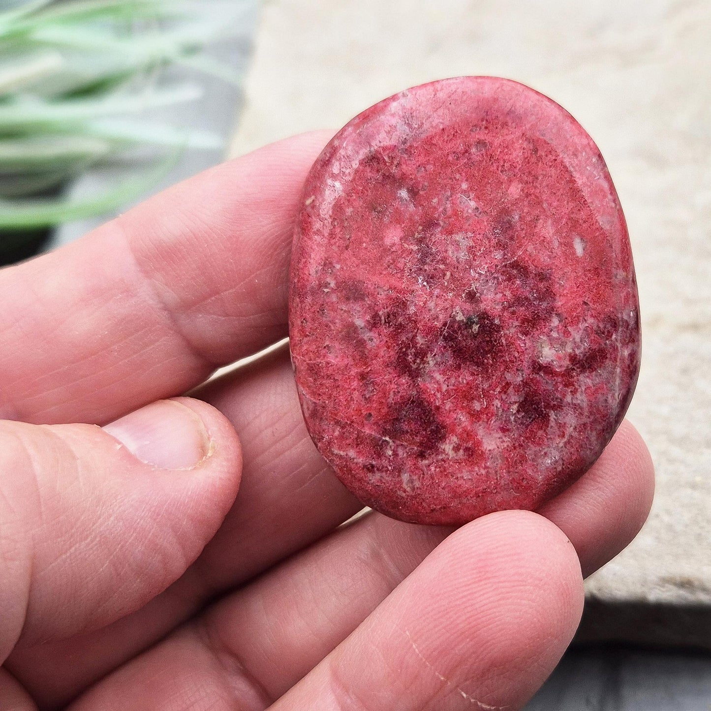 Pink Thulite Palm Stone – Polished Crystal | Carry With You | Joy, Confidence & Emotional Expression