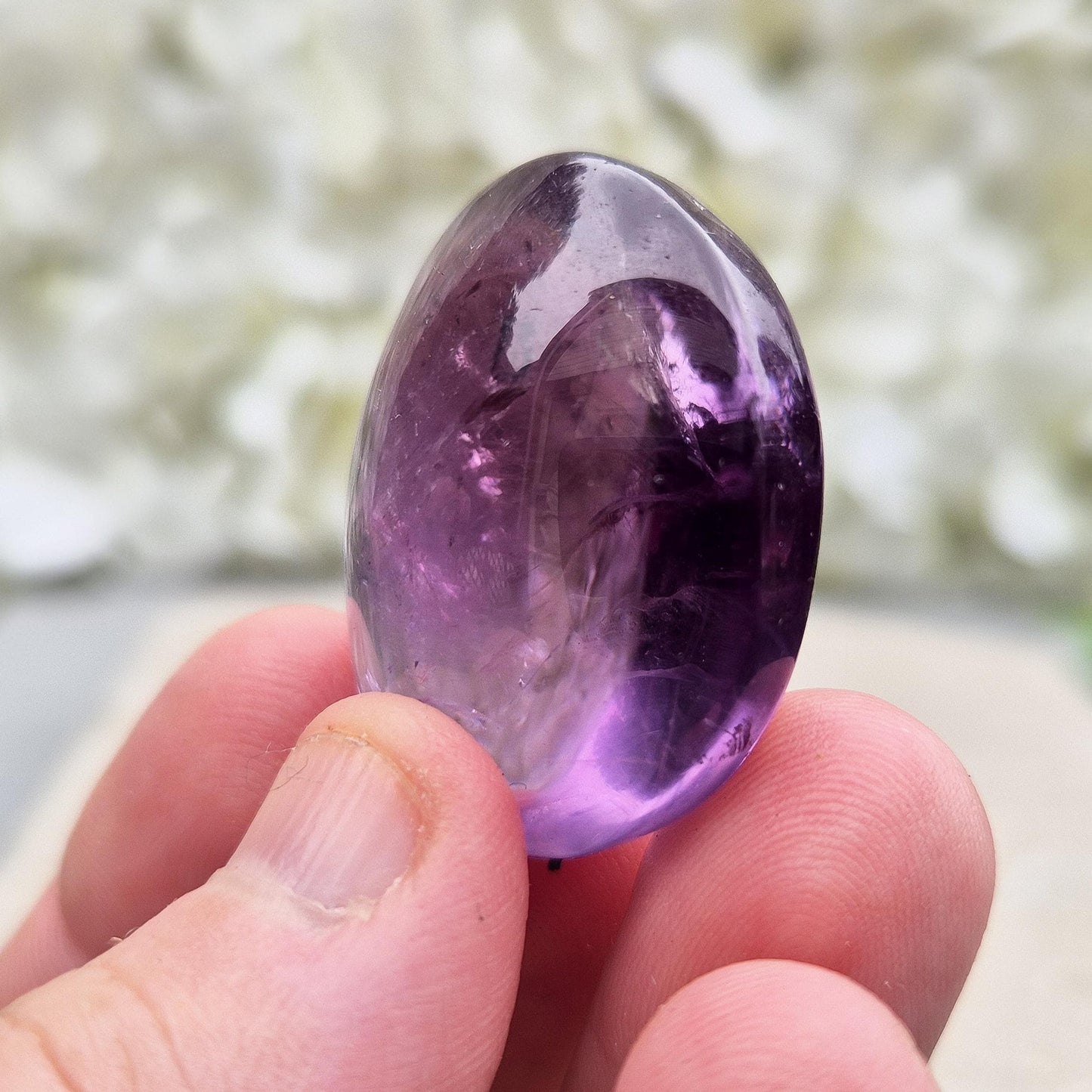 Amethyst Crystal Palm Stone: Polished Gemstone for Emotional Balance