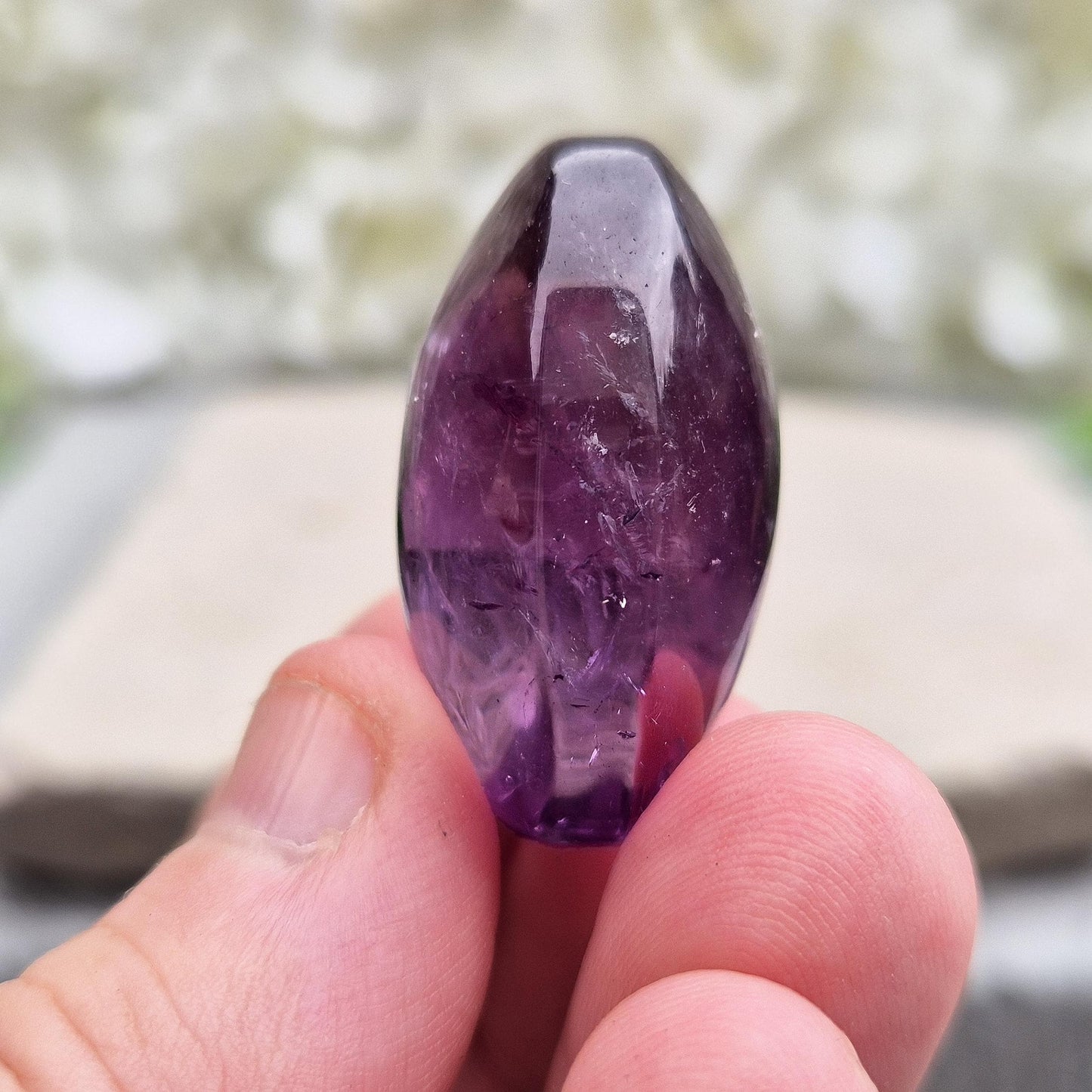 Amethyst Crystal Palm Stone: Polished Gemstone for Emotional Balance