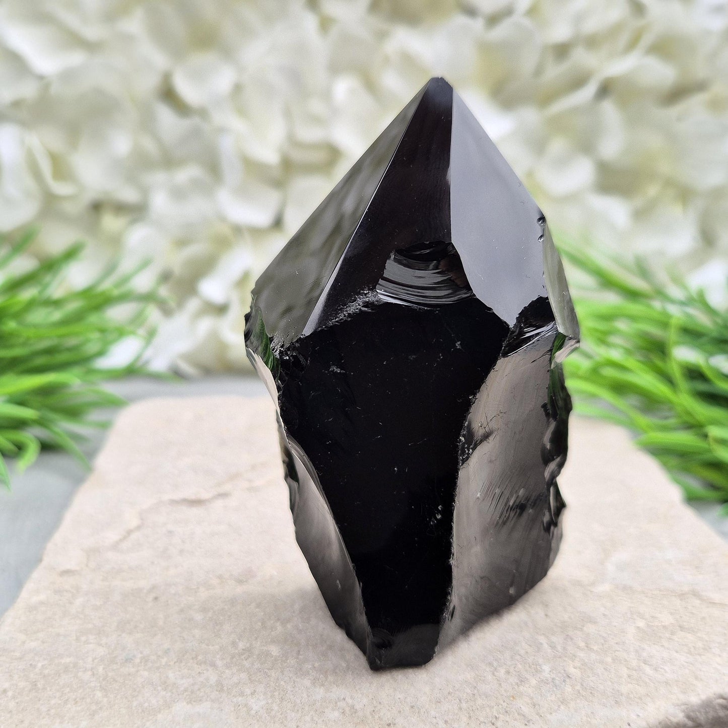 Black Obsidian Point - Natural Sides, Polished Tip, Root Chakra Stone