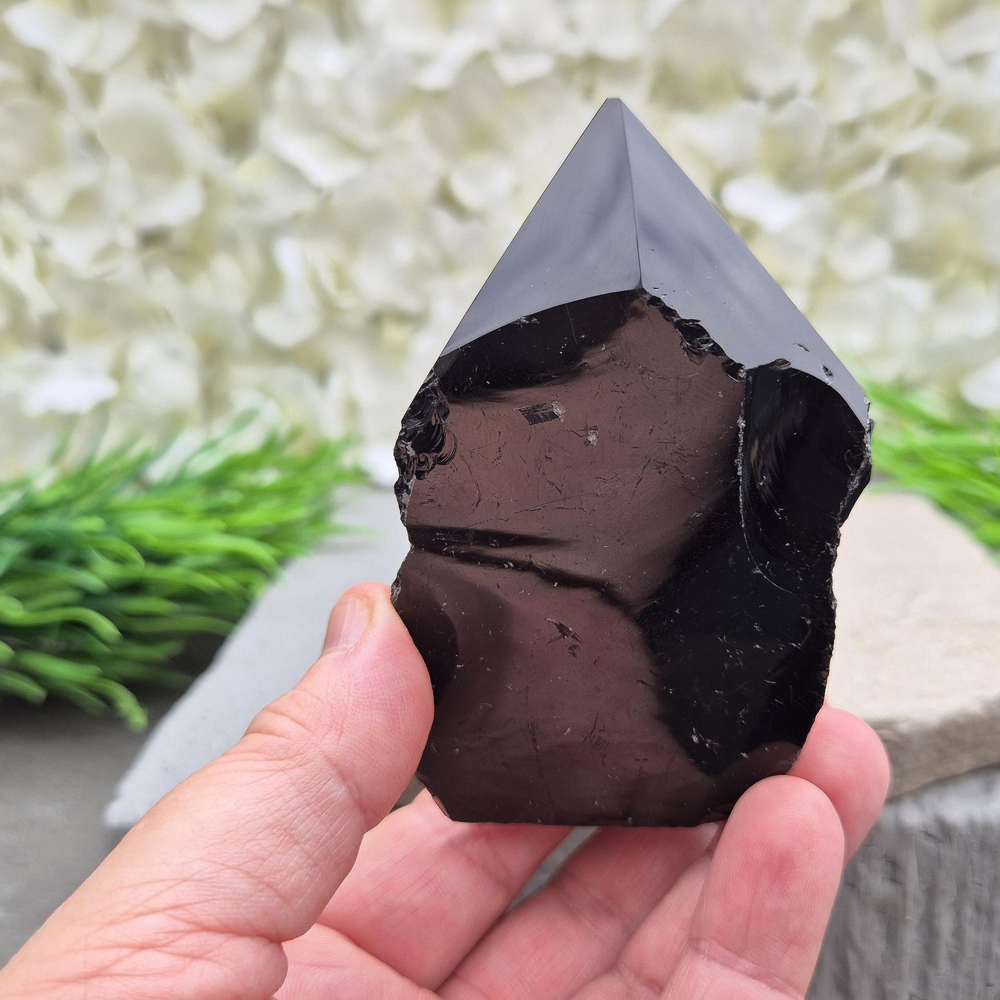 Black Obsidian Point - Natural Sides, Polished Tip, Root Chakra Stone