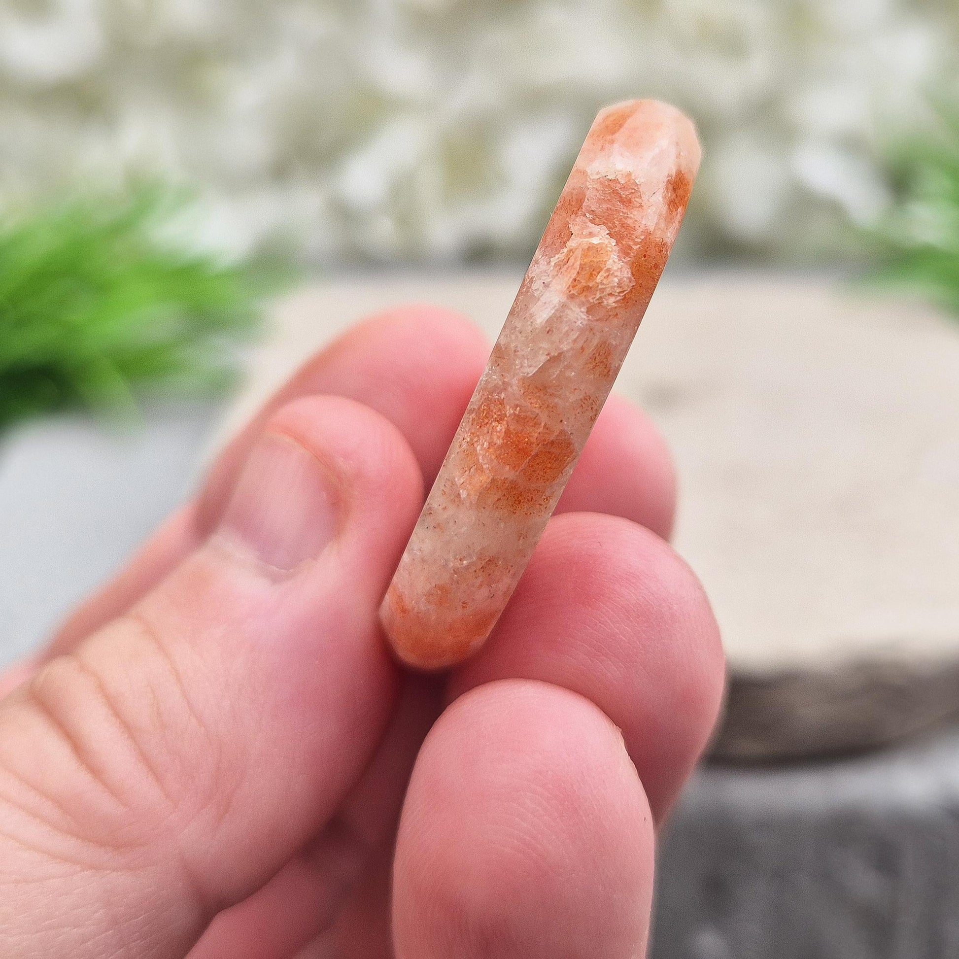 Sunstone Palm Stone – crystal of joy, vitality and confidence. Smooth and polished for meditation, energy work, or carrying uplifting energy with you.