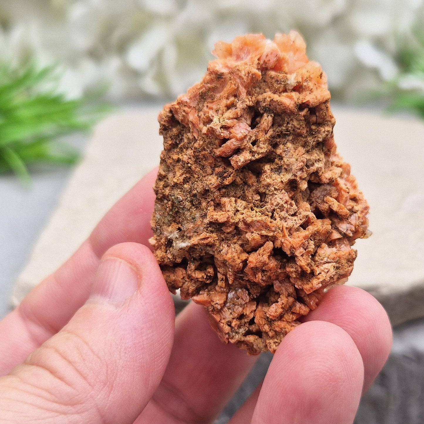 Red Heulandite Crystal Cluster, High Vibration Zeolite