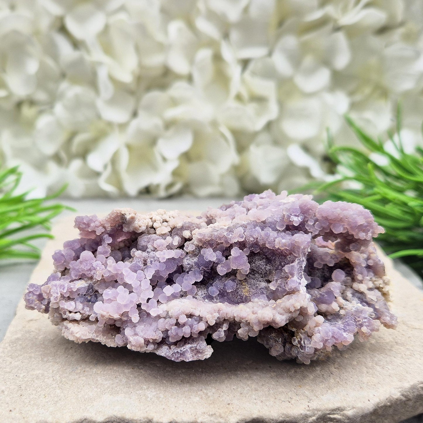 Stunning Grape Agate cluster from Indonesia. Purple botryoidal crystals for creativity, intuition, dreamwork, and high-frequency spiritual energy.