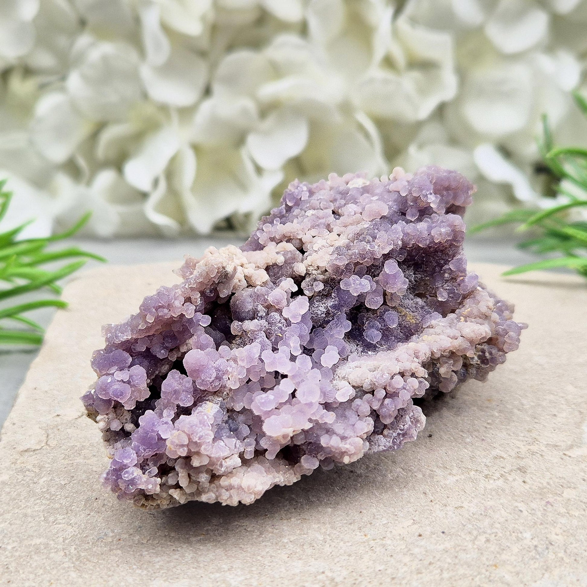 Stunning Grape Agate cluster from Indonesia. Purple botryoidal crystals for creativity, intuition, dreamwork, and high-frequency spiritual energy.