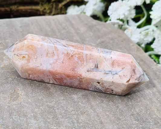Pink Amethyst Crystal Wand, Double Terminated, 6 sided Generator Tips
