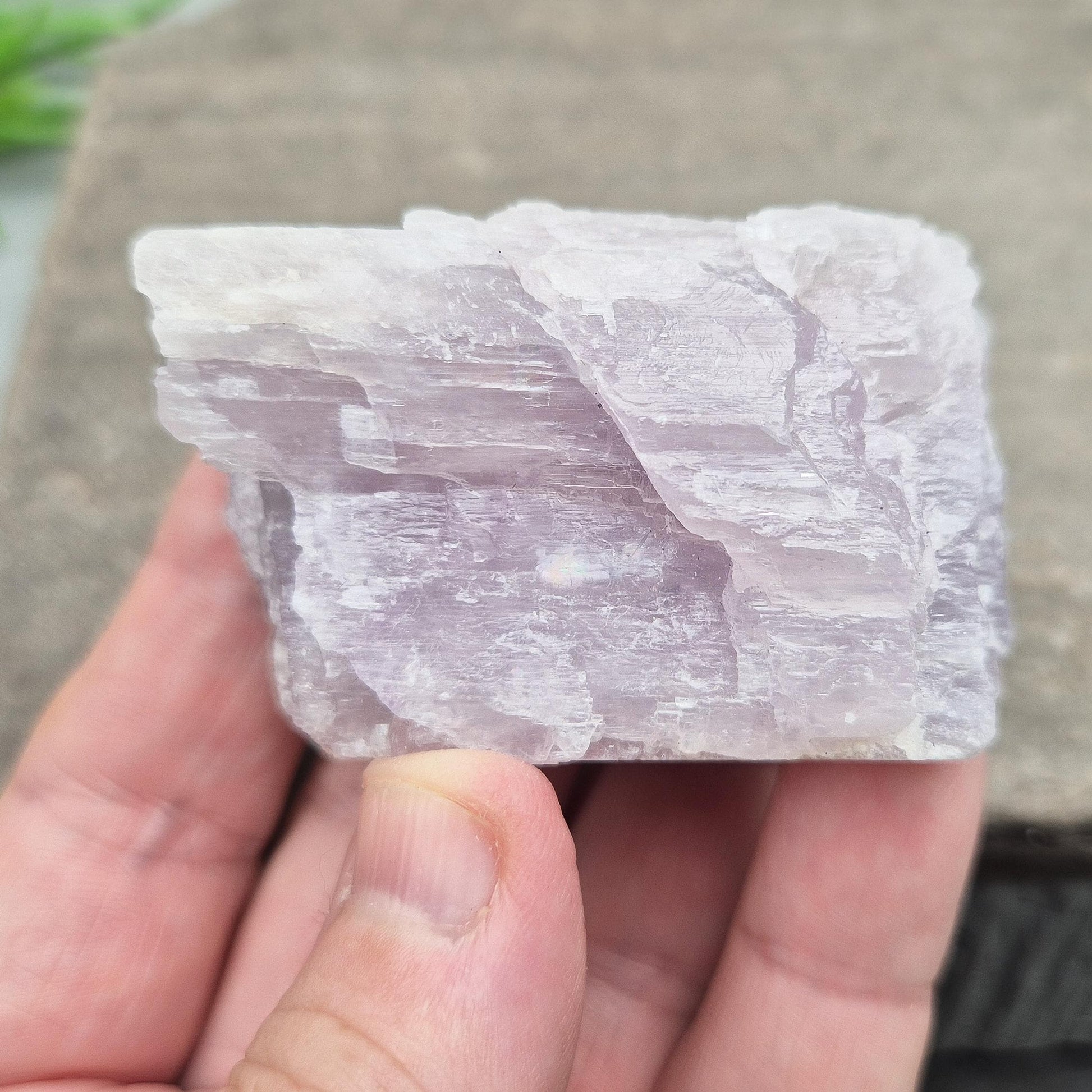 Soft pink-lilac Kunzite from Brazil. Gentle, high-vibration crystal for heart chakra activation, emotional balance, and peaceful, loving energy. 