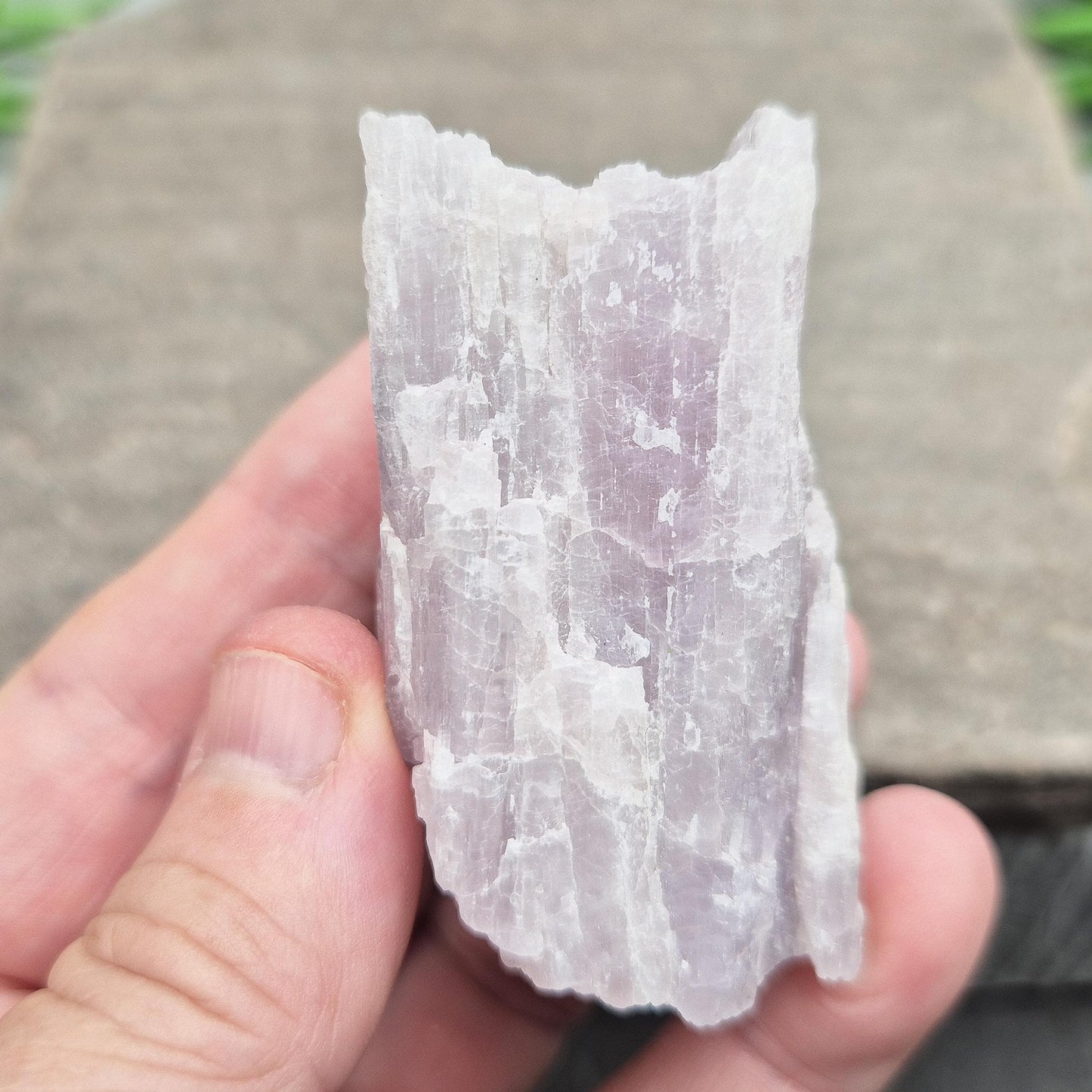 Soft pink-lilac Kunzite from Brazil. Gentle, high-vibration crystal for heart chakra activation, emotional balance, and peaceful, loving energy. 