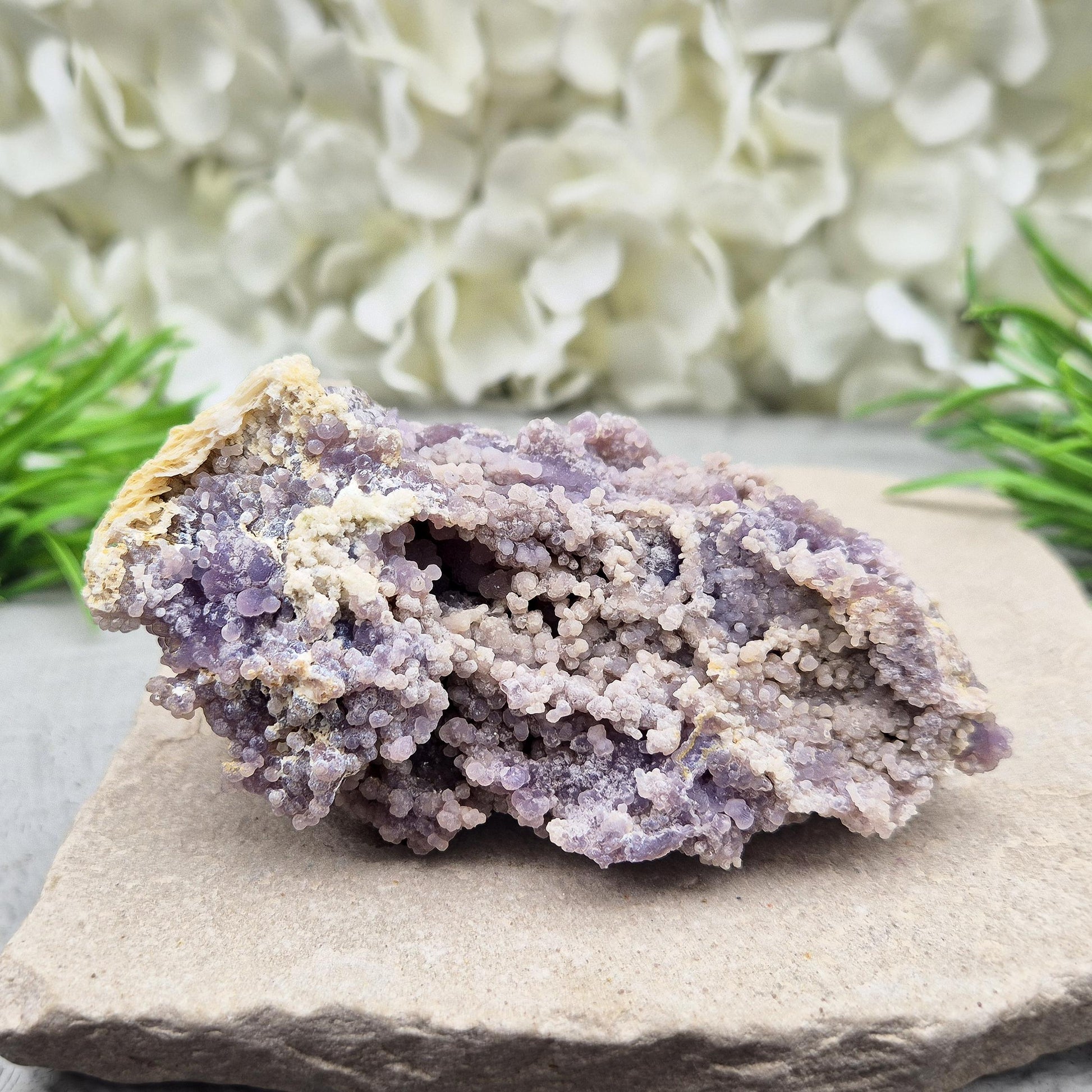 Stunning Grape Agate cluster from Indonesia. Purple botryoidal crystals for creativity, intuition, dreamwork, and high-frequency spiritual energy.