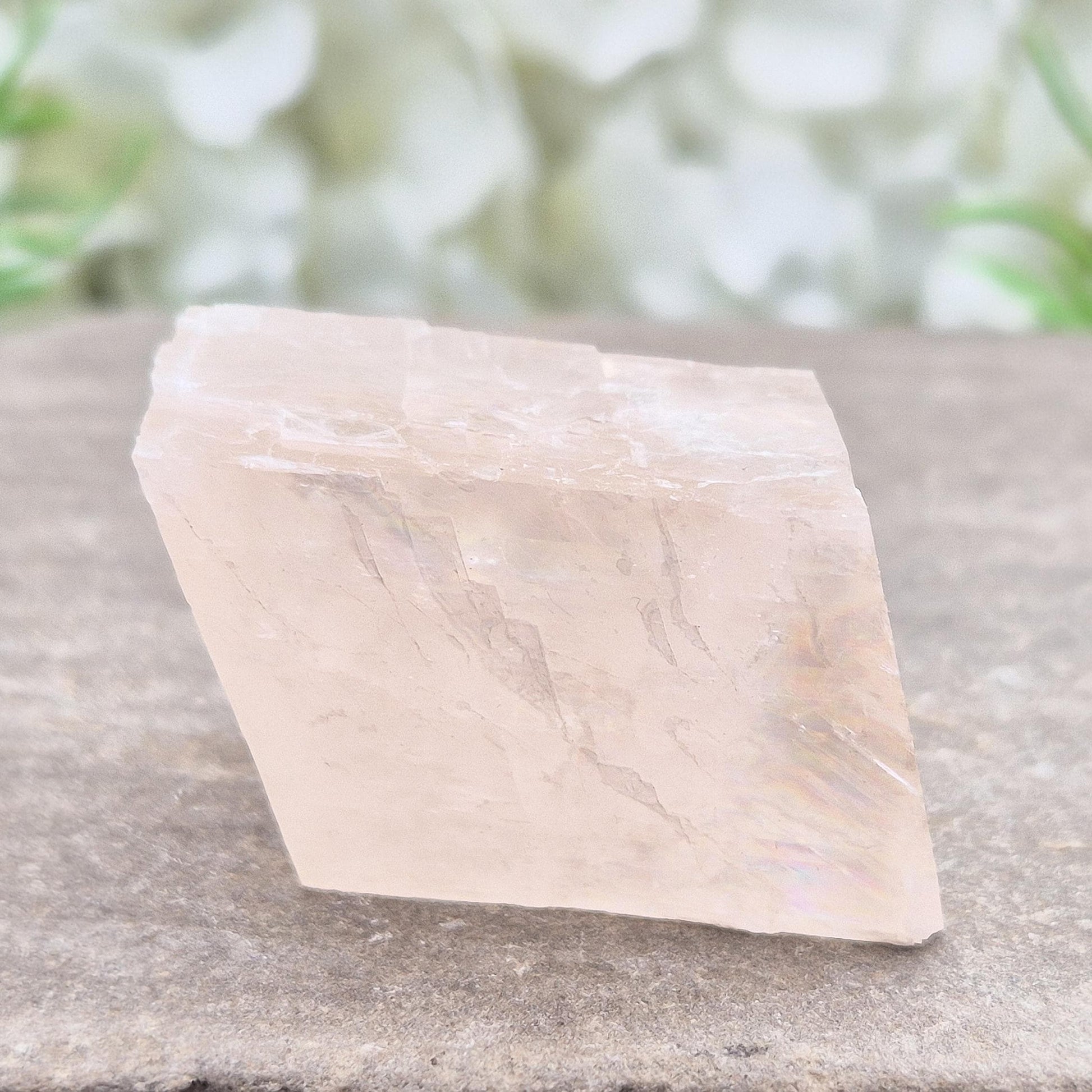 Pale pink watermelon calcite, no green hues, from Mexico. Ideal for heart chakra support, emotional calm, and gentle self-care with nurturing energy.