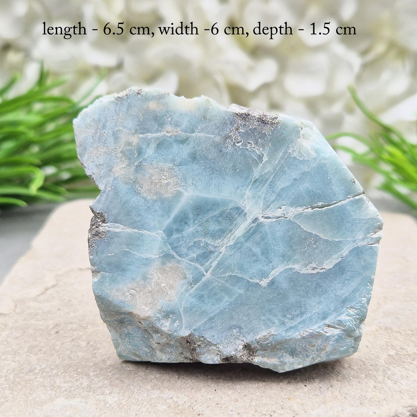 Larimar Crystal – One Side Flat Cut, One Natural | Linked to Goddess & Water Energy