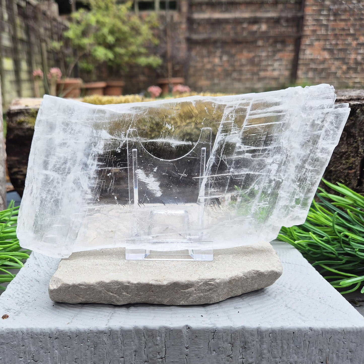 Selenite – “Utah Ice” Crystal, True Selenite | Clear acrylic stand included
