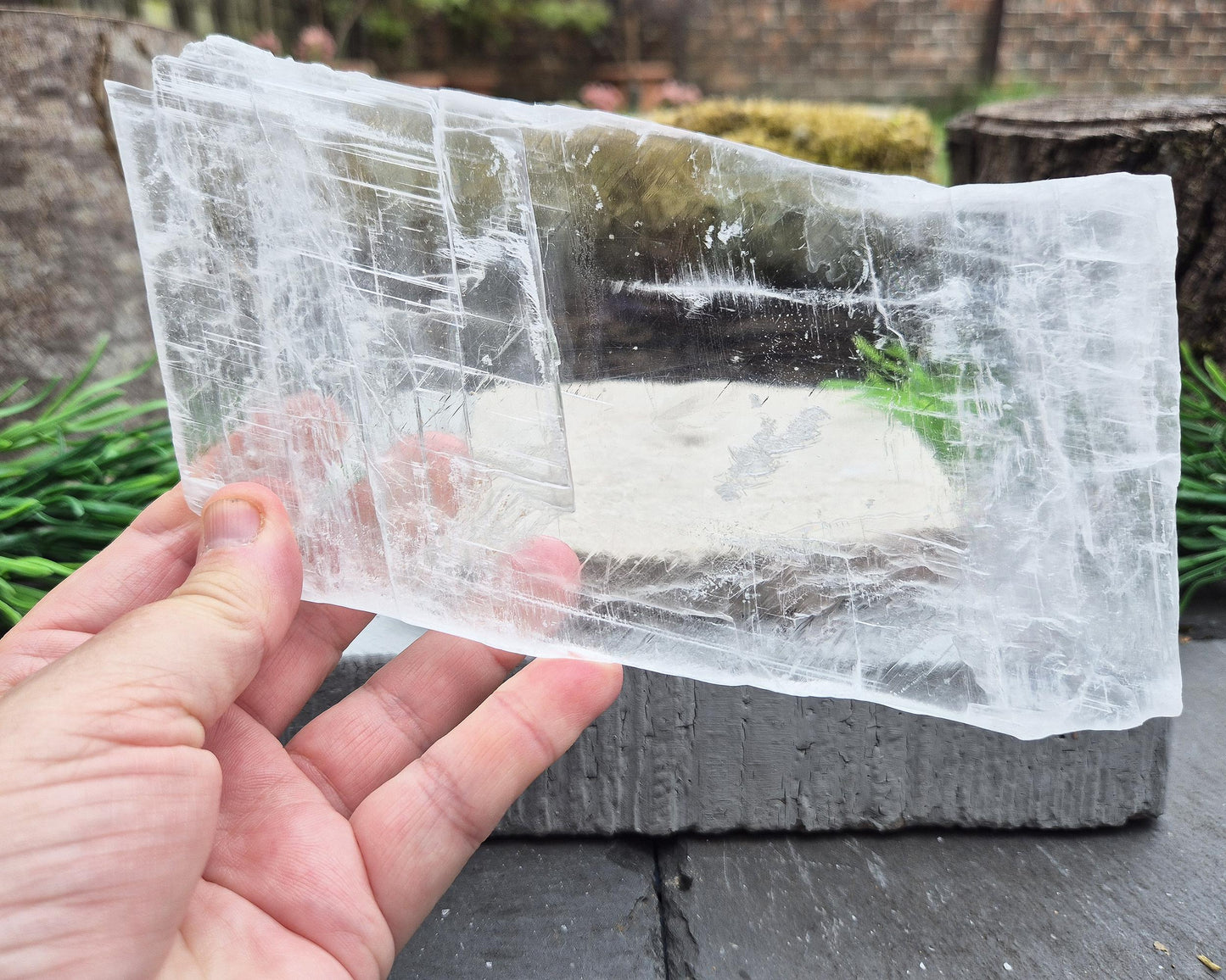 Selenite – “Utah Ice” Crystal, True Selenite | Clear acrylic stand included