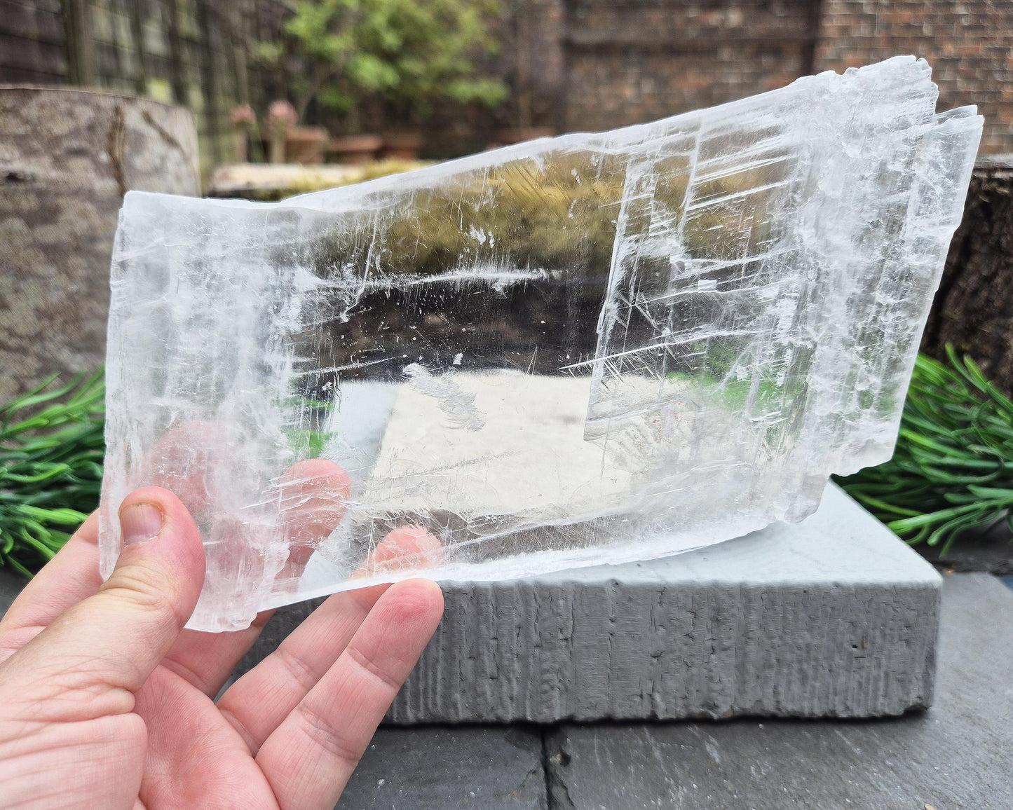 Selenite – “Utah Ice” Crystal, True Selenite | Clear acrylic stand included