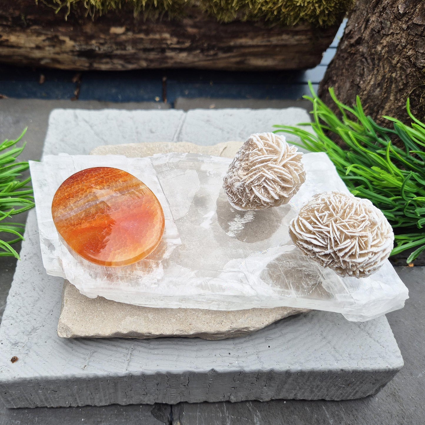 Selenite Window – “Utah Ice” Crystal, True Selenite, Clear acrylic stand included