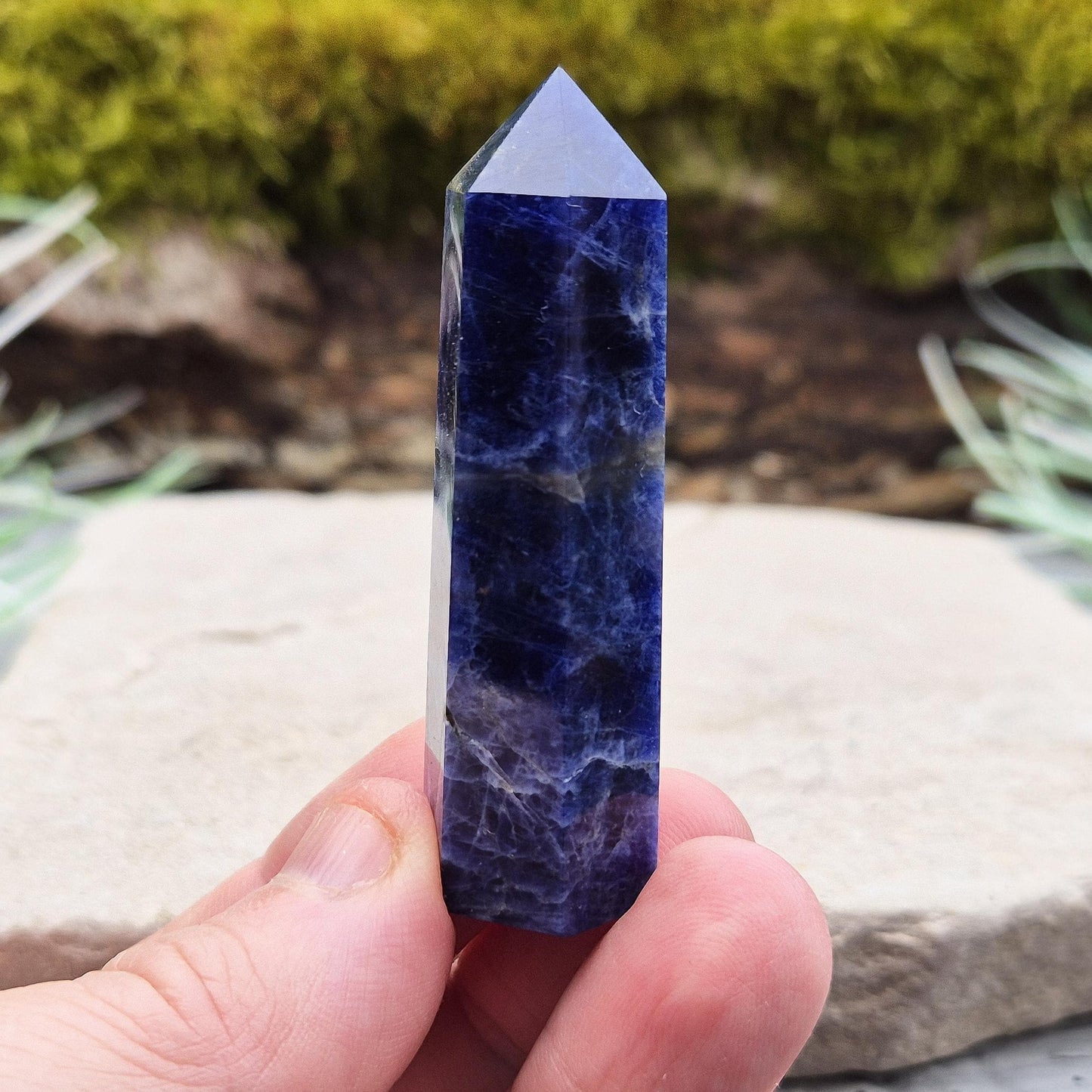 Sodalite Crystal Point with Generator Tip, A grade