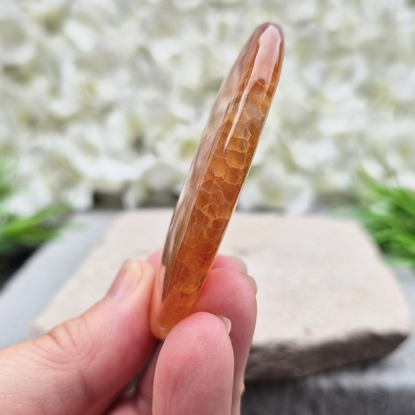 Fire Agate Palm Stone, Pocket Crystal, Gemstone to Carry With You