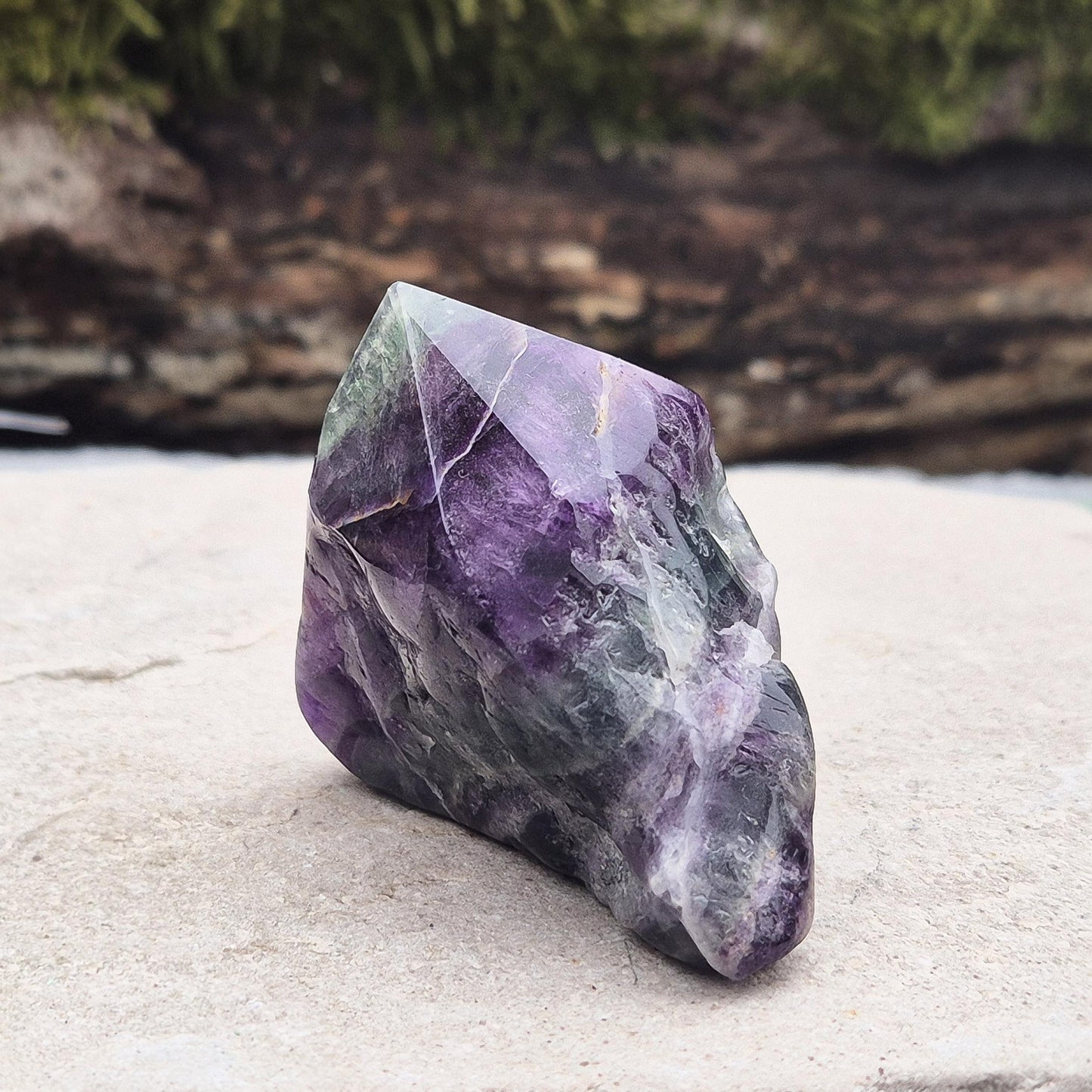 Fluorite Crystal Point - Green and Purple Fluorite Gemstone