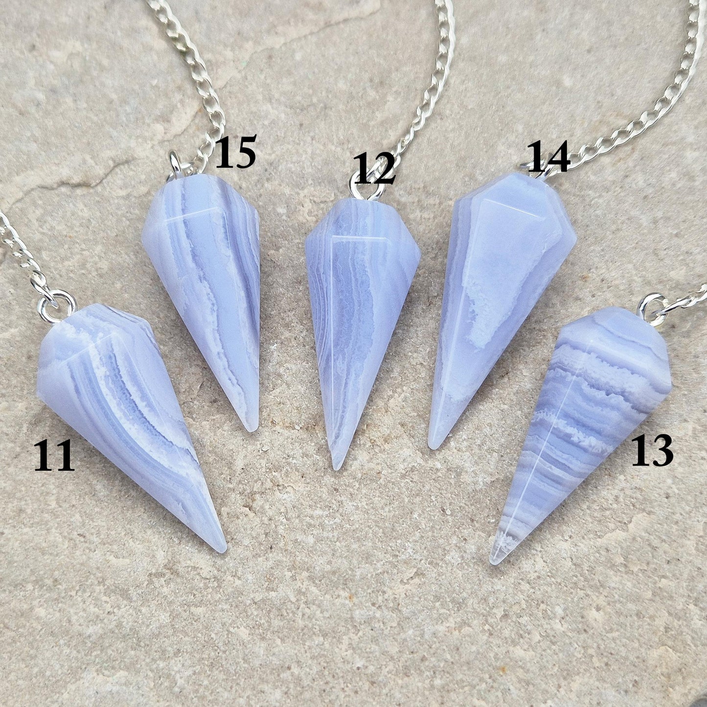 Blue Lace Agate Crystal Pendulum | Calming | Meditation, Energy Work, and Dowsing Tool