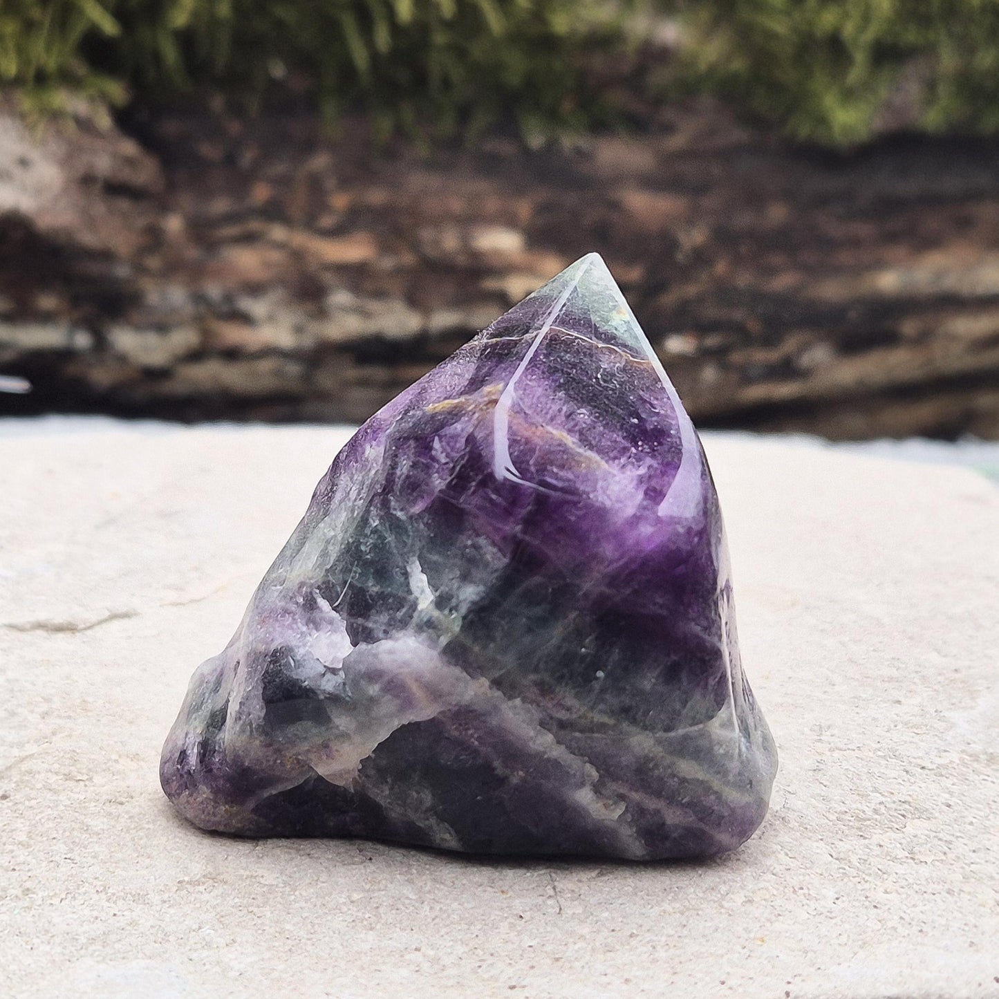 Fluorite Crystal Point - Green and Purple Fluorite Gemstone