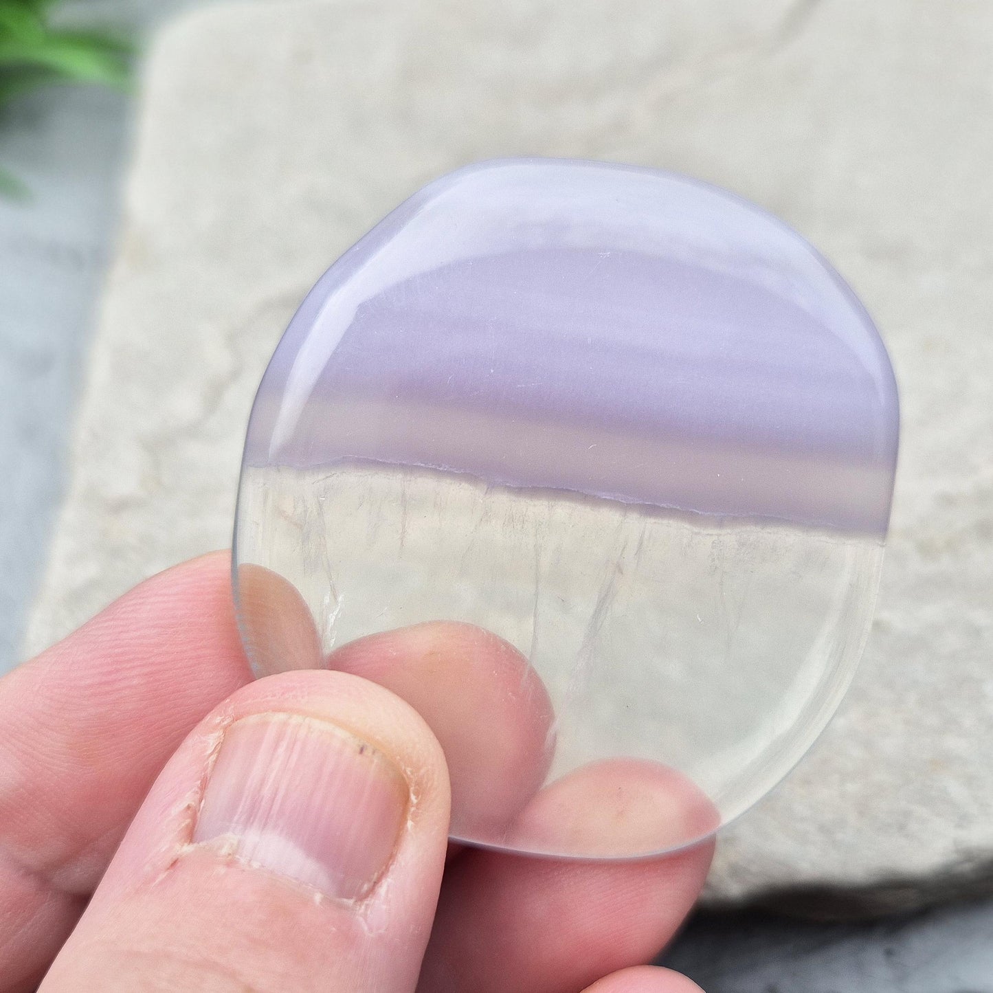 Rare Yttrium Fluorite palm stone for calm, focus, and intuition. Supports clear thinking, spiritual growth, and peaceful energy. Pocket-sized.