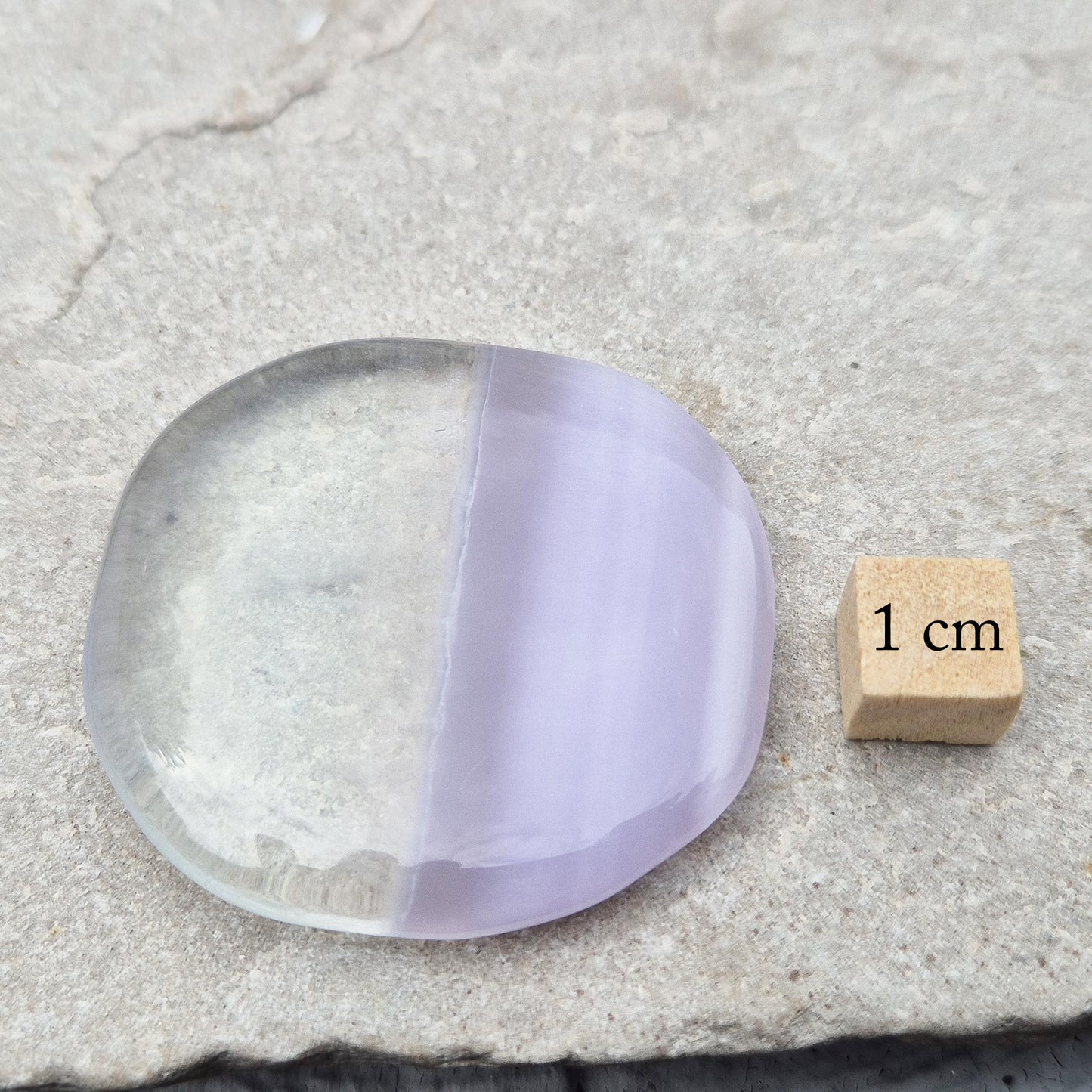 Rare Yttrium Fluorite palm stone for calm, focus, and intuition. Supports clear thinking, spiritual growth, and peaceful energy. Pocket-sized.