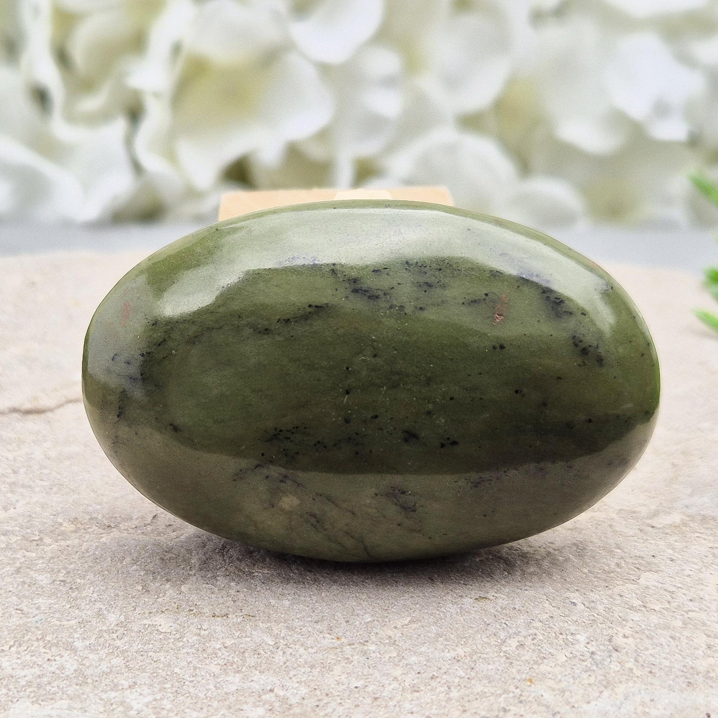Nephrite Jade Palm Stone, Crystal Gemstone