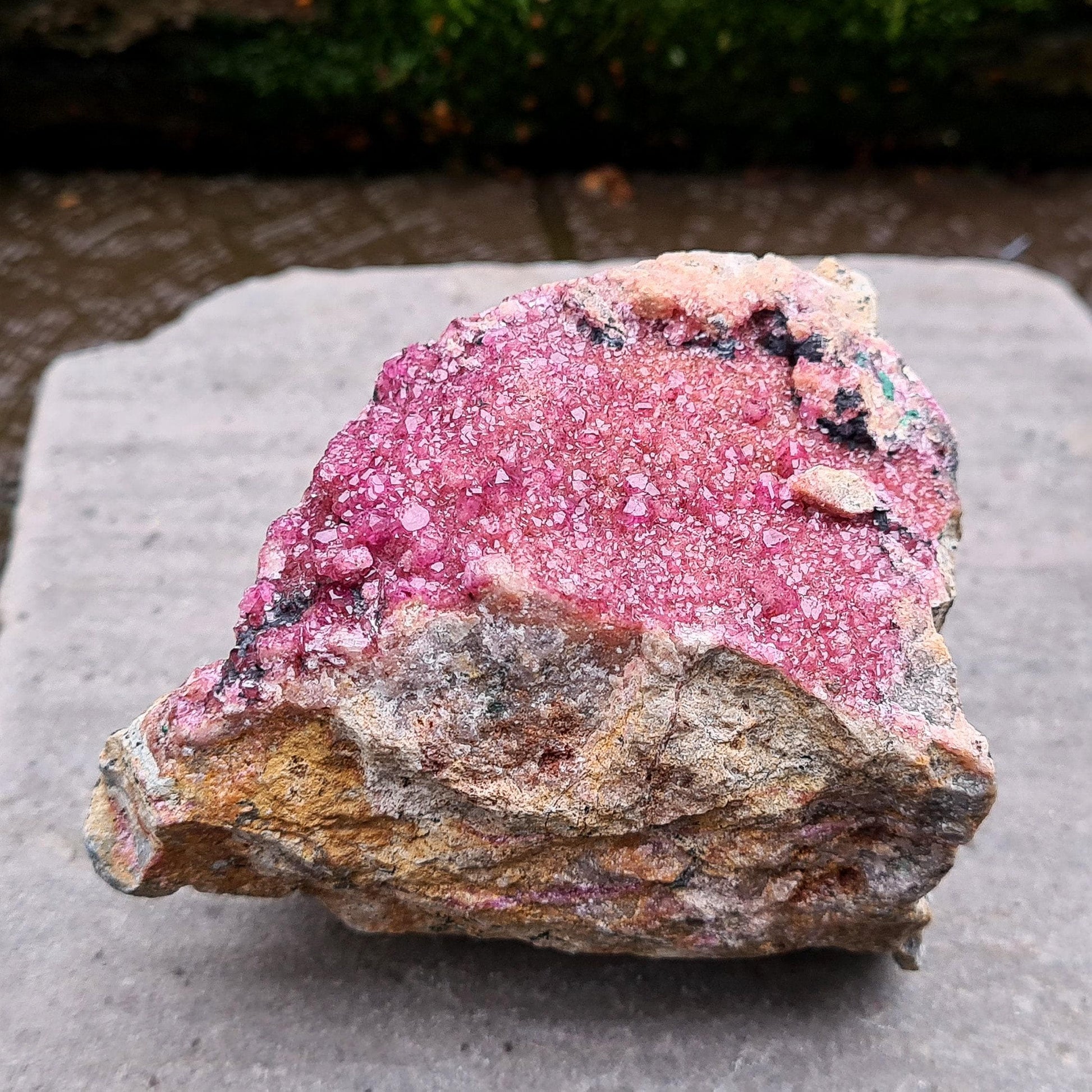 Sparkling Cobalto Calcite from Morocco. A striking pink crystal cluster linked with heart energy, emotional healing, and compassion after difficult times.