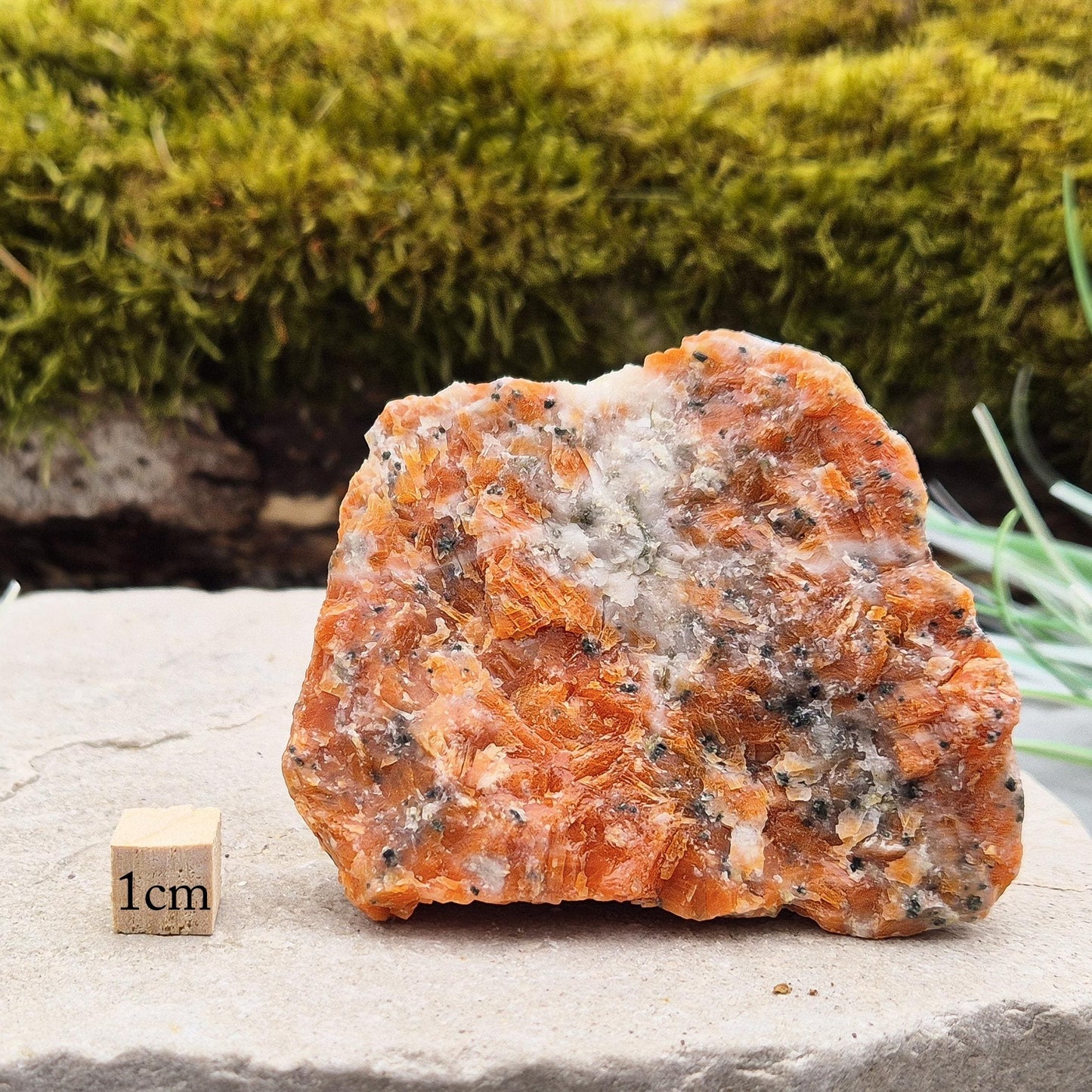 Orchid Calcite Crystal – a natural blend of Orange Calcite and Black Tourmaline. Perfect for adding energy and style to your home or workspace.