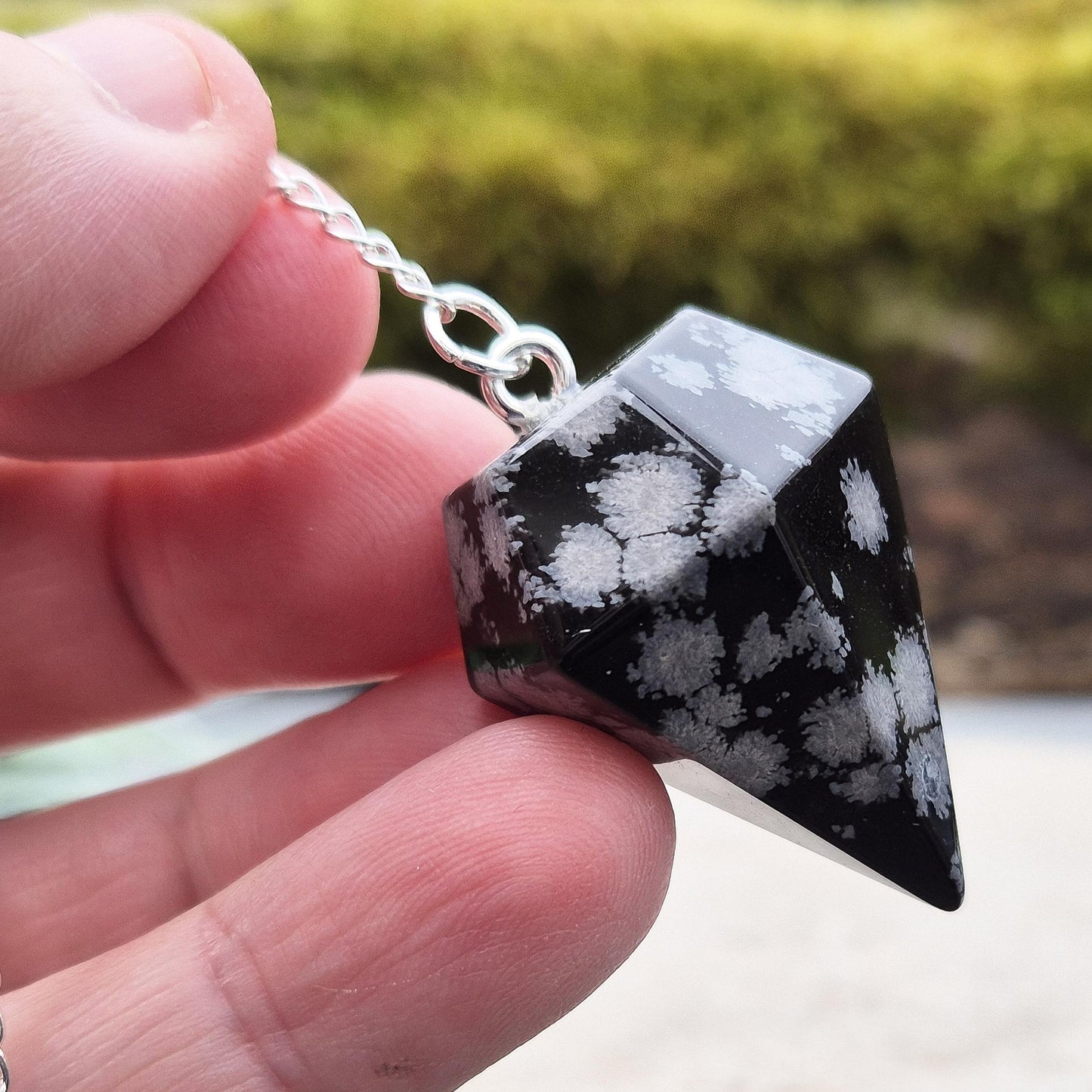 Snowflake Obsidian Crystal Pendulum - Tool for Decision Making and Divination