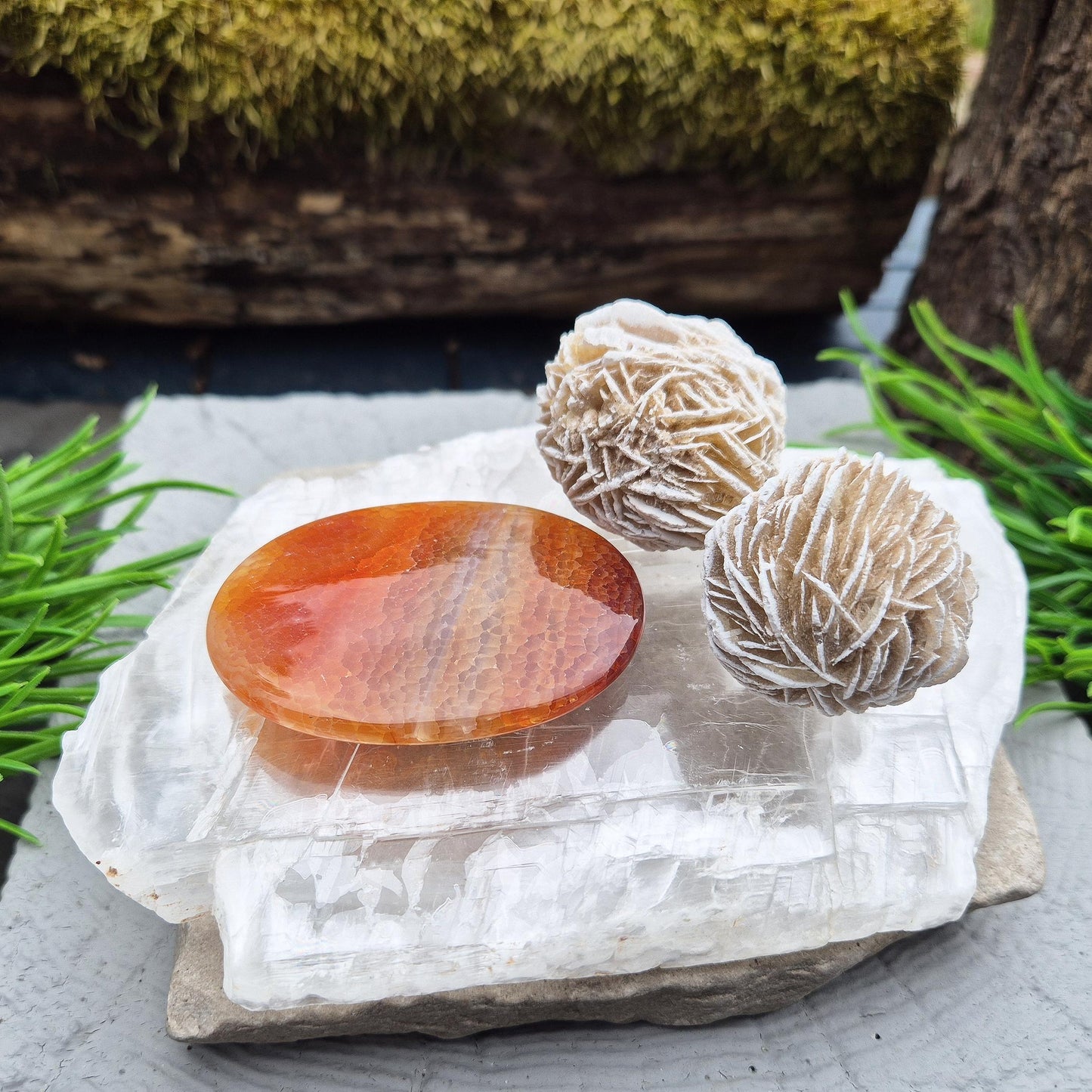 Selenite Window - Utah Ice – Glitter Mountain | Natural Crystal | A clear acrylic stand included