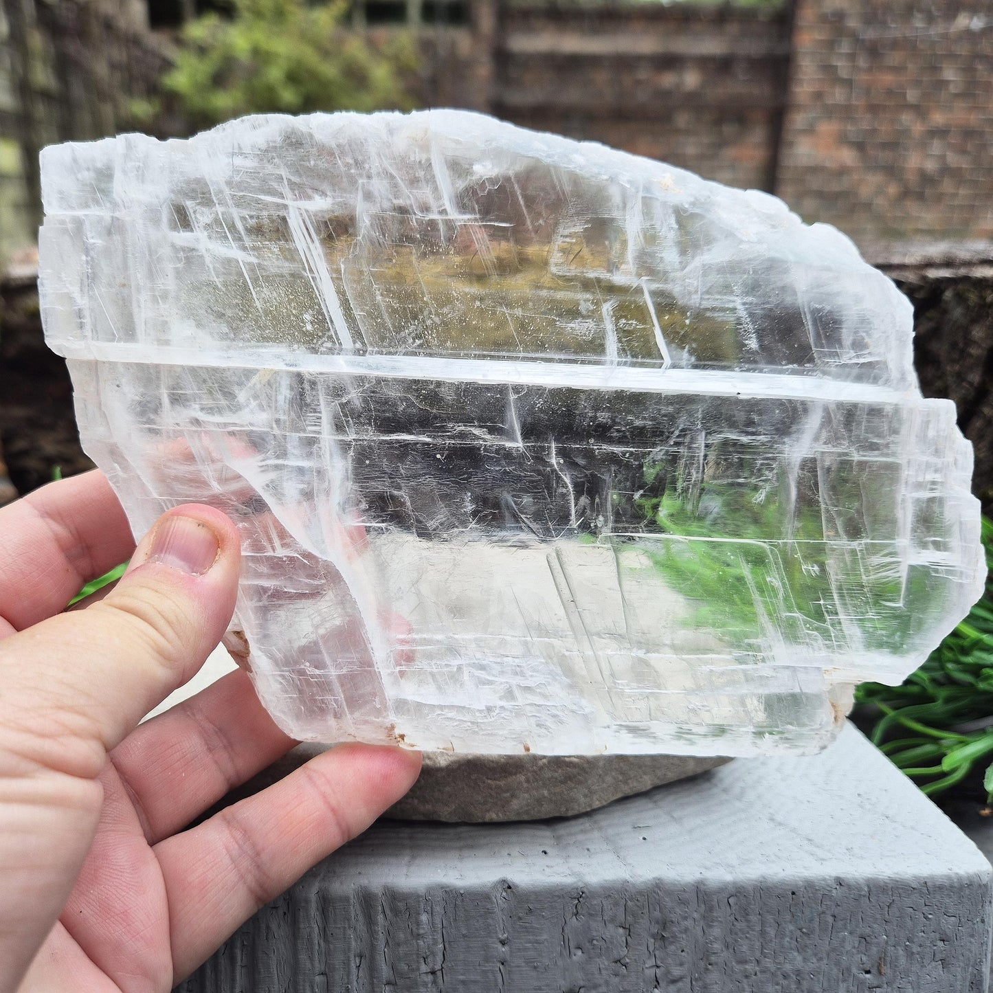 Selenite Window - Utah Ice – Glitter Mountain | Natural Crystal | A clear acrylic stand included