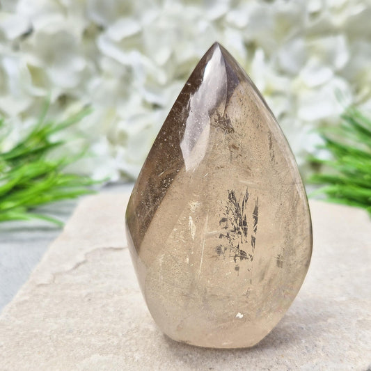 Smoky Quartz Crystal Flame, Display Crystal For Home