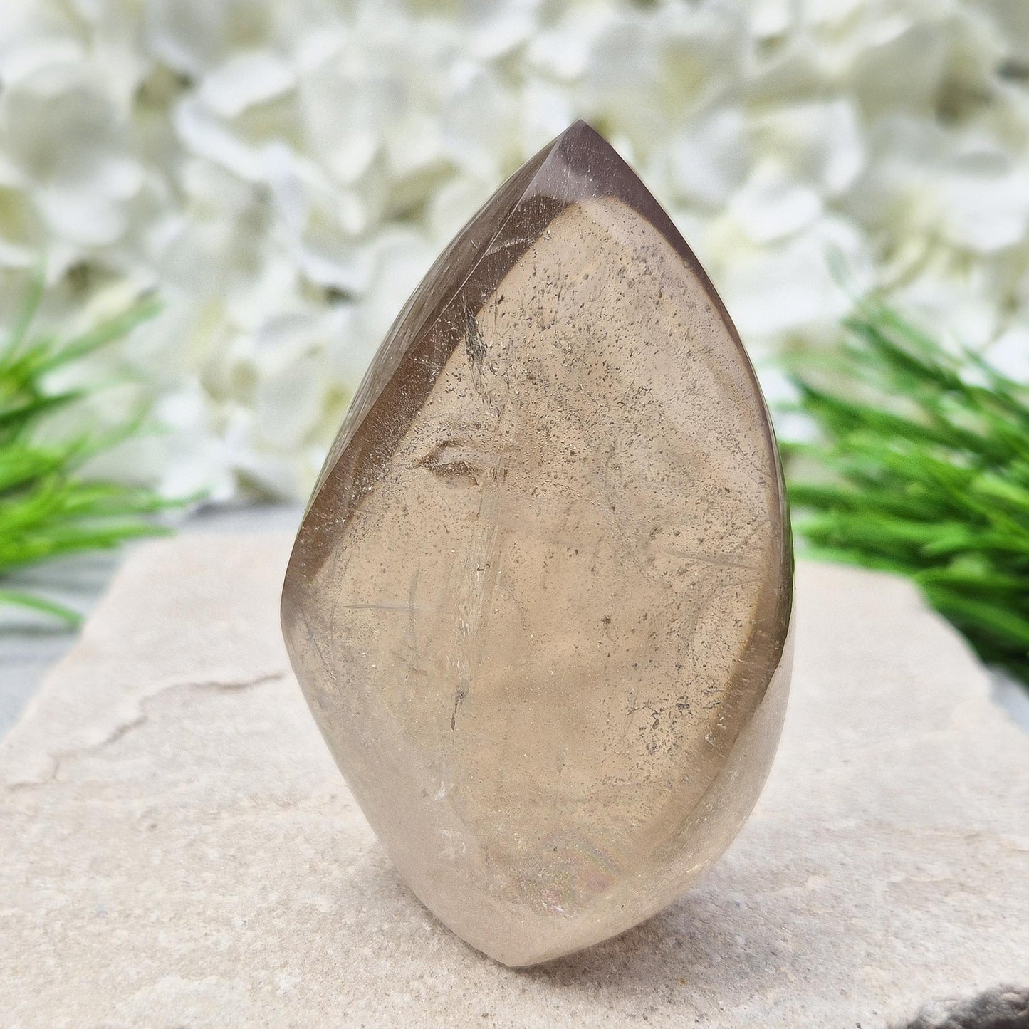 Smoky Quartz Crystal Flame, Display Crystal For Home