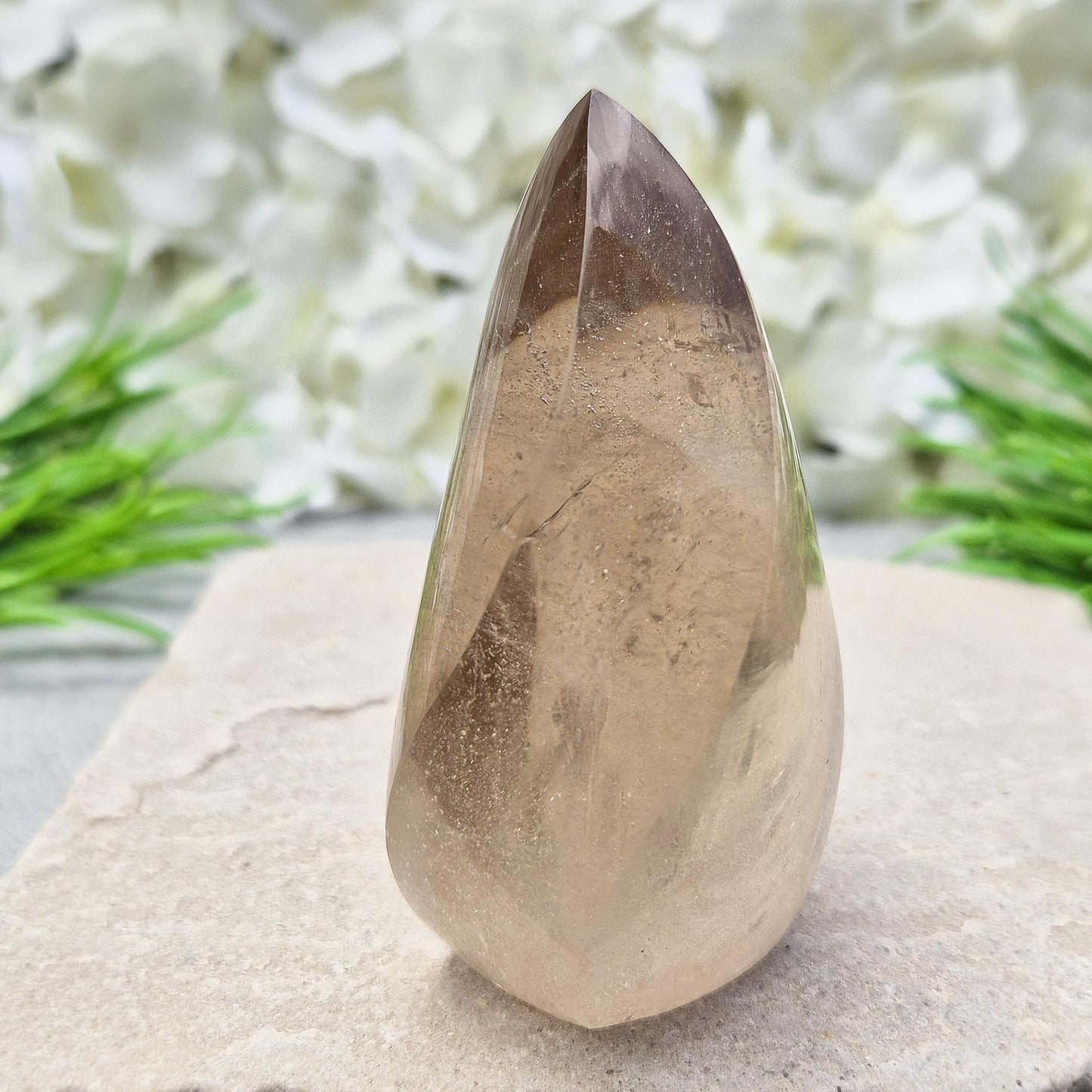 Smoky Quartz Crystal Flame, Display Crystal For Home