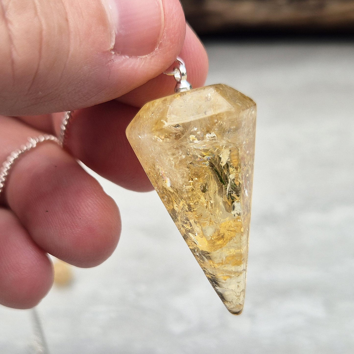 Citrine Crystal Pendulum-Energy Work, Intuition and Dowsing Tool
