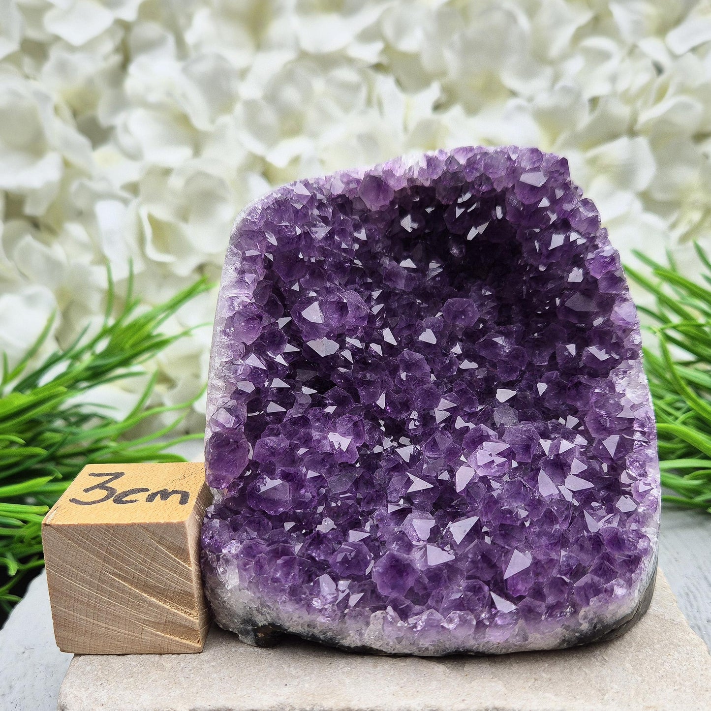 Natural Amethyst geode with deep purple crystals. Ideal for calming spaces, meditation, or display. Cleansed and ready to bring peaceful energy. 