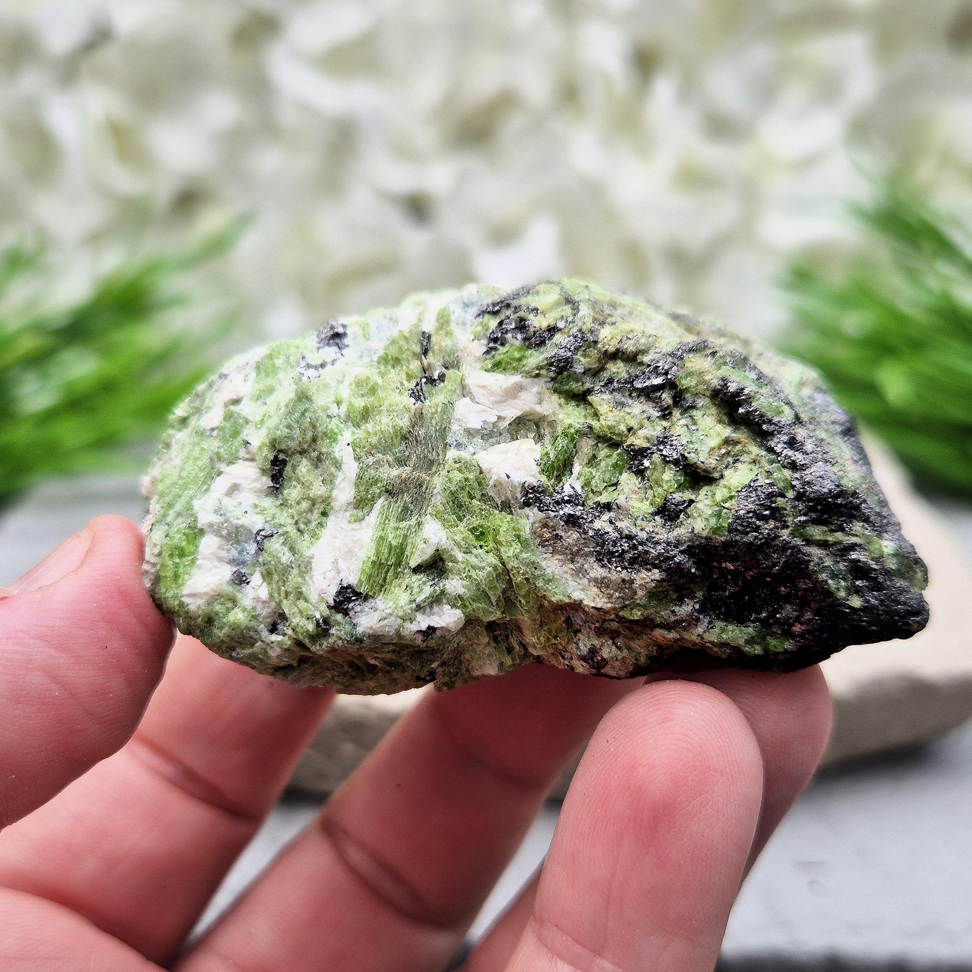 Rare Natural Green Tremolite Crystal, Merelani Tanzania — supports emotional clarity, healing from grief, and connects you to inner strength and heart energy.
